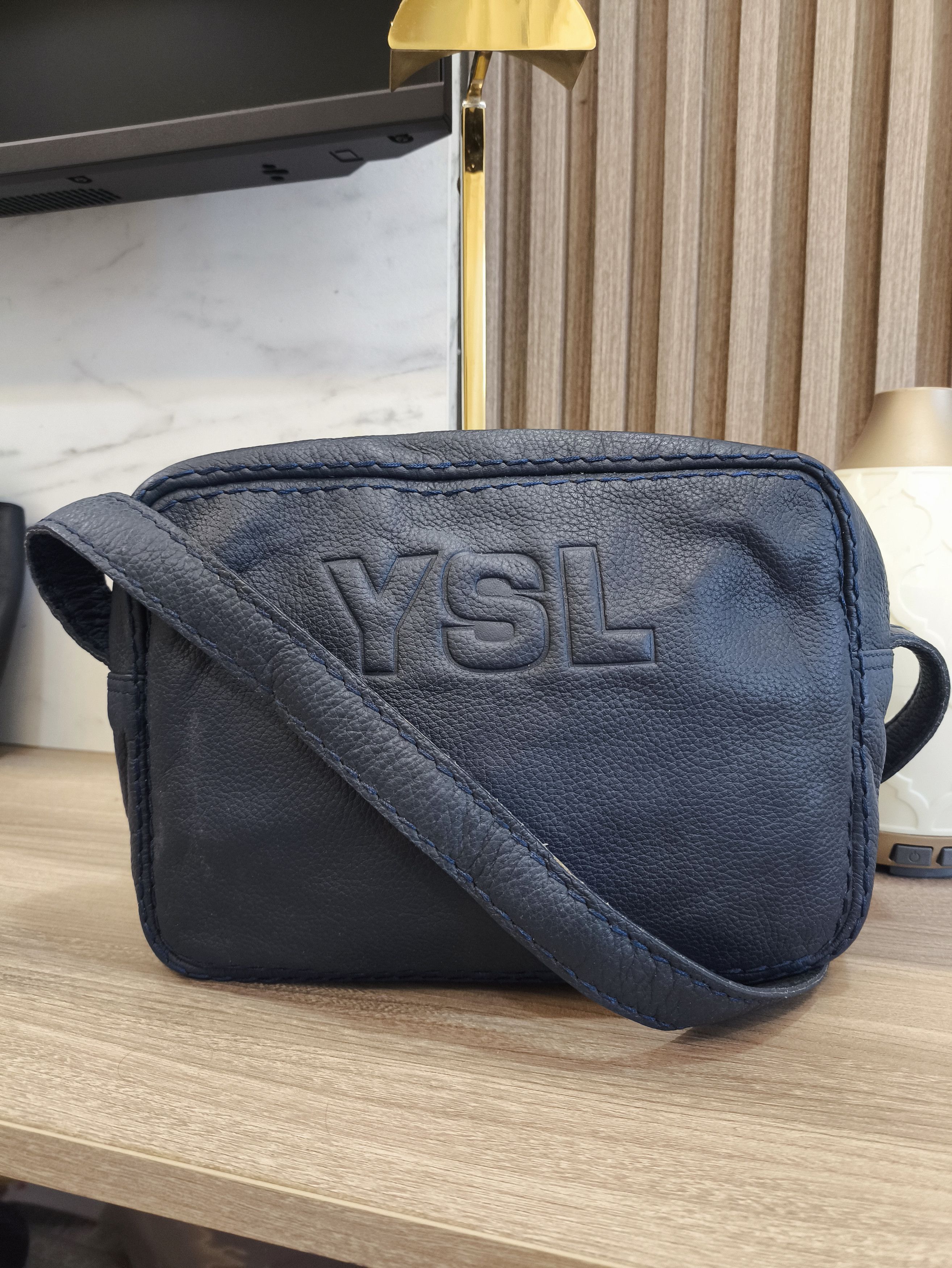 Yves Saint Laurent YSL Leather Crossbody Blue Bag Size ONE SIZE - 1 Thumbnail