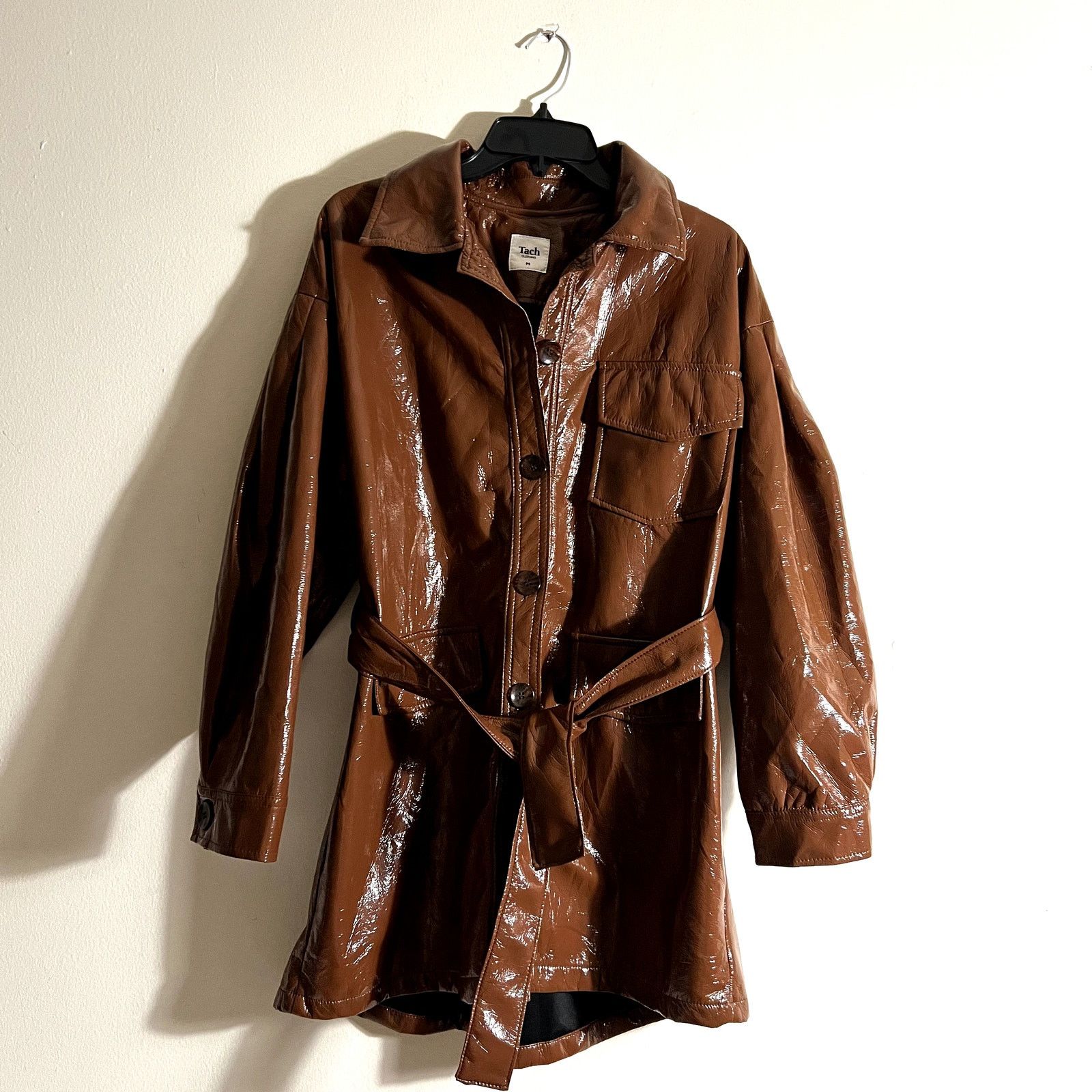 Anthropologie Tach Clothing Mahogany Brown Faux Leather Carioca Jacket Size M / US 6-8 / IT 42-44 - 3 Thumbnail