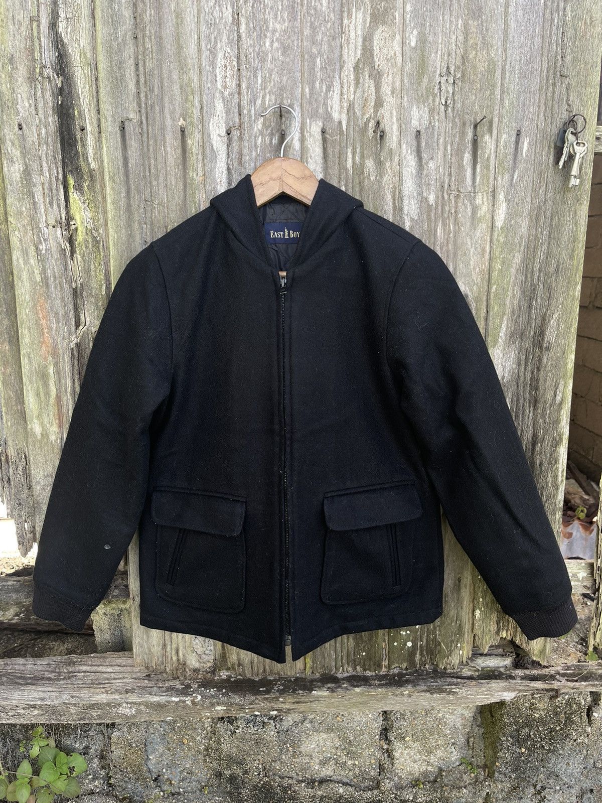 Designer East Boy Quilted Wool Zip Jacket (Black) - Japanese Brand Size US M / EU 48-50 / 2 - 1 Thumbnail