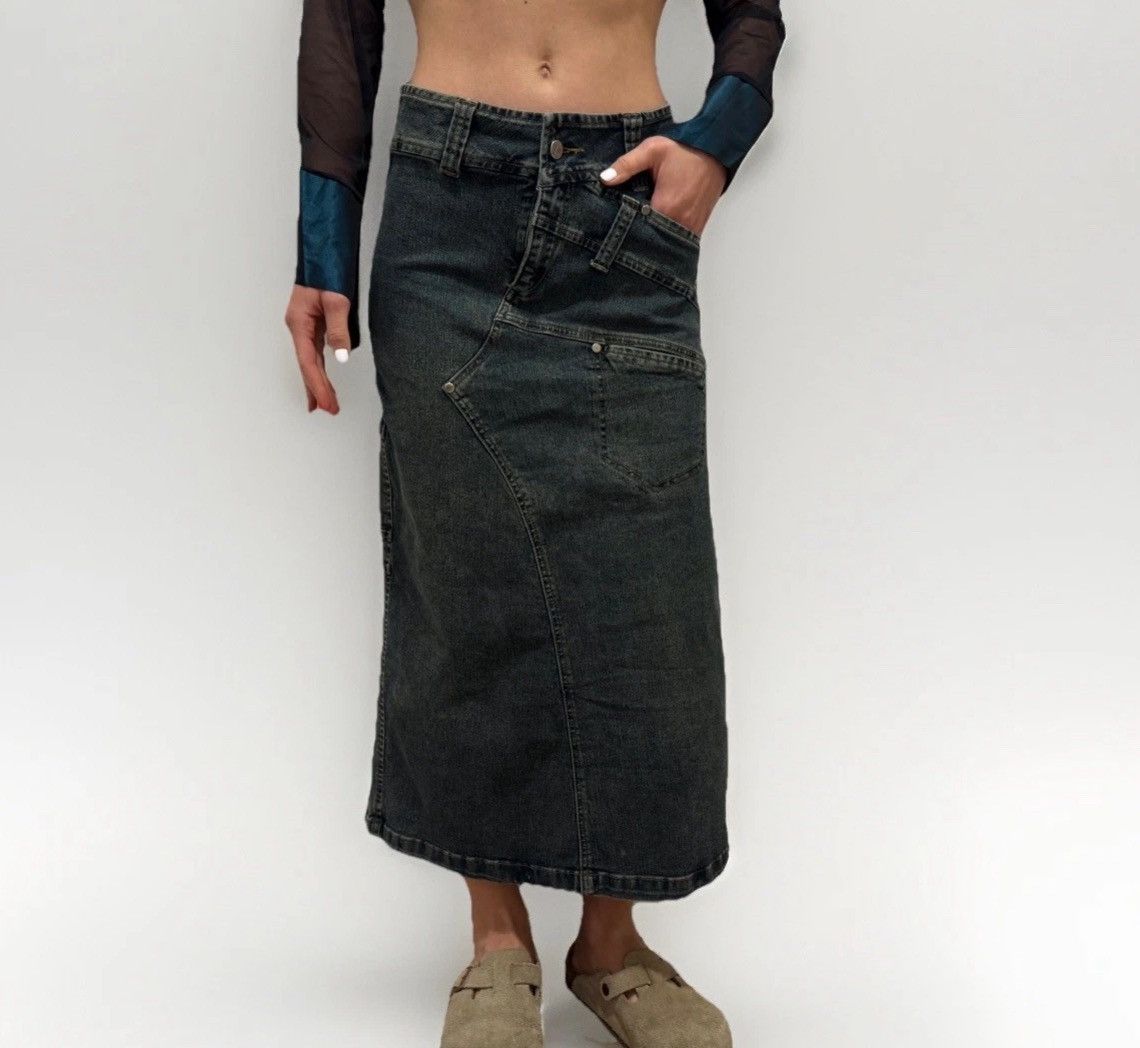 Tulip Jeans vintage avant garde Denim y2k midi skirt Size S