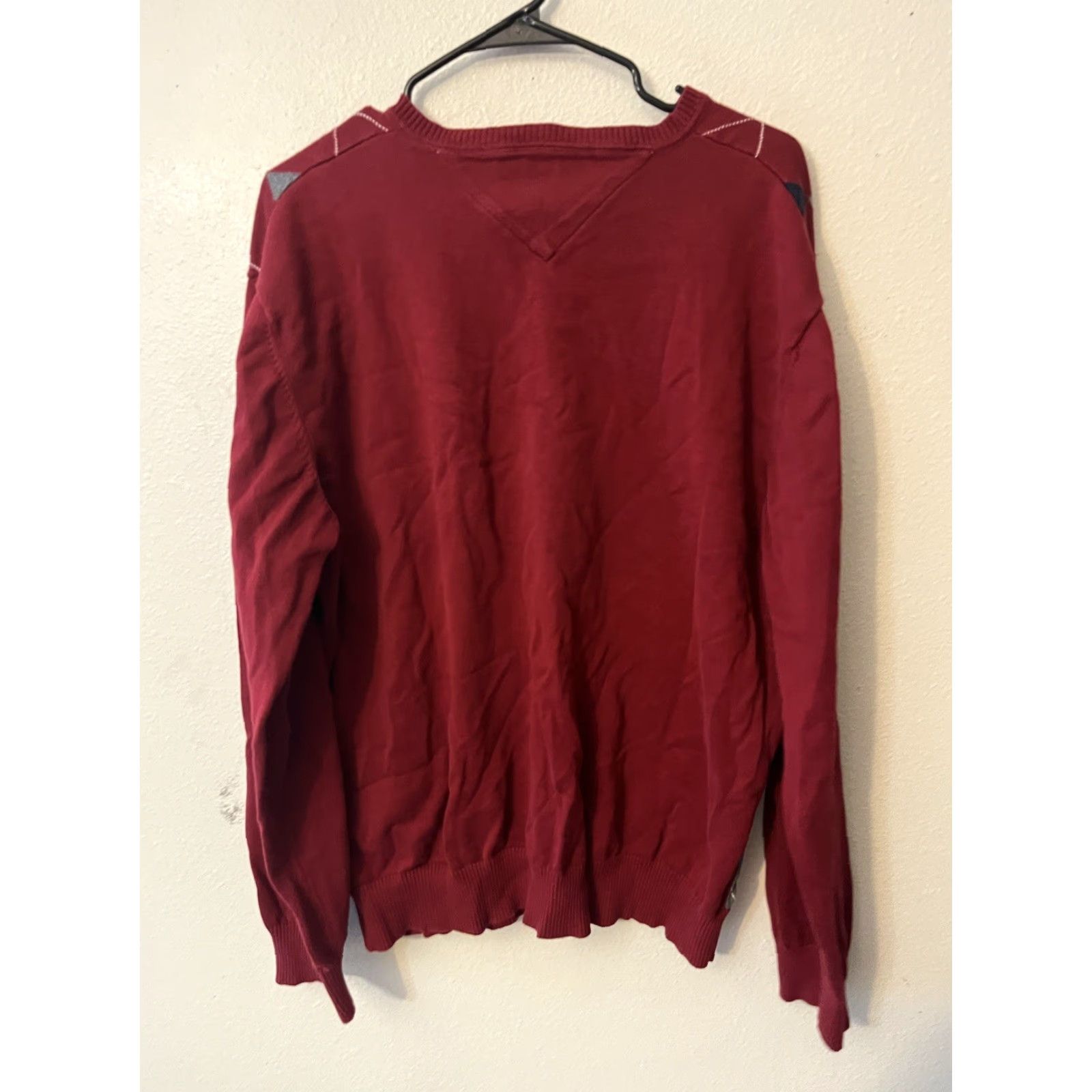 Tommy Hilfiger Tommy Hilfiger Embroidered Logo Argyle V-Neck Sweater Mens XL Red Long Sleeve Knit Pullover Size US XL / EU 56 / 4 - 3 Thumbnail