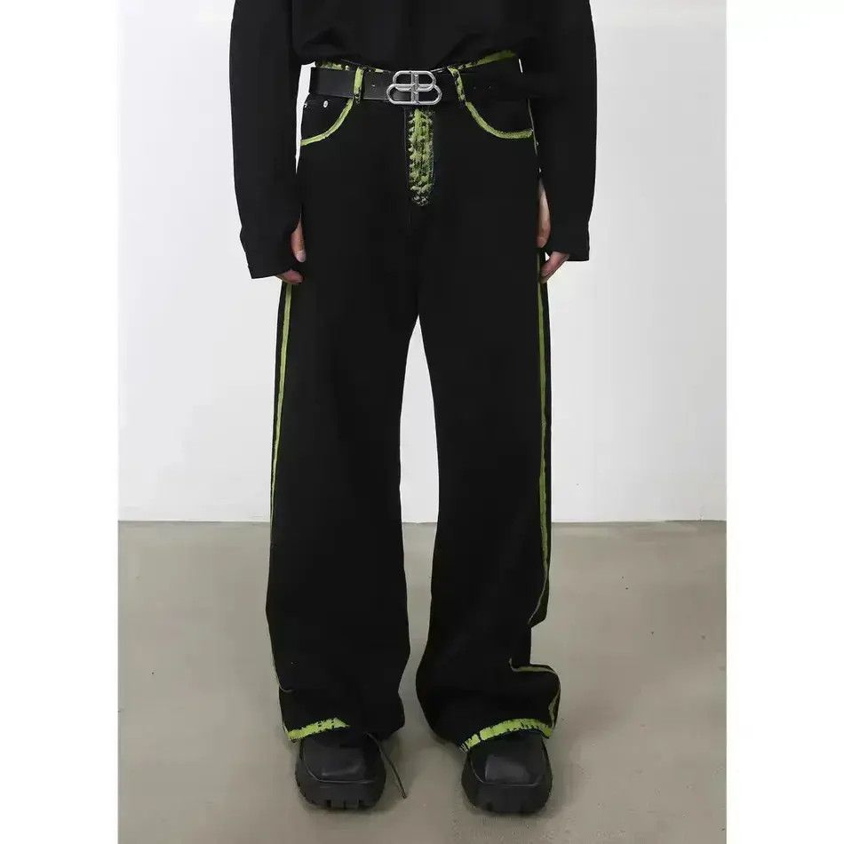 Japanese Brand Hand Painted Graffiti Black Denim Trousers Size US 32 / EU 48 - 1 Thumbnail