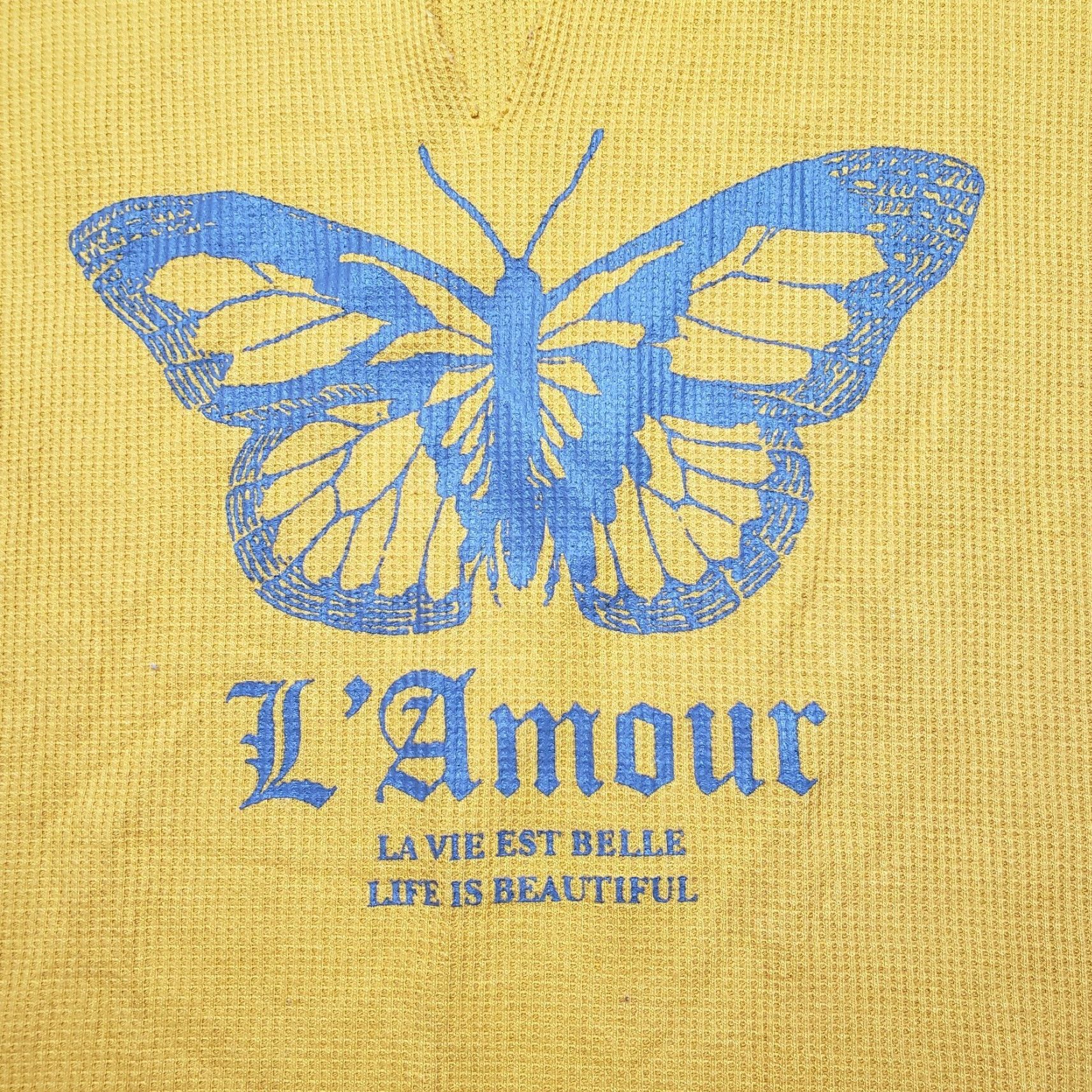 Vintage Rue21 Womens L Yellow Butterfly Graphic Long Sleeve Pullover V Neck Sweater Size L / US 10 / IT 46 - 6 Thumbnail