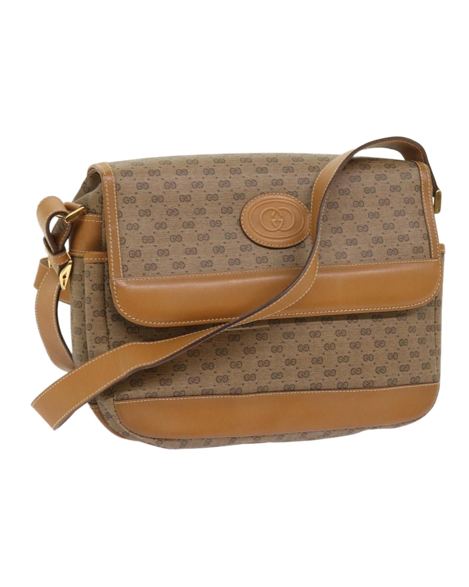 image of Gucci Micro GG Canvas Shoulder Bag In Beige, Women's