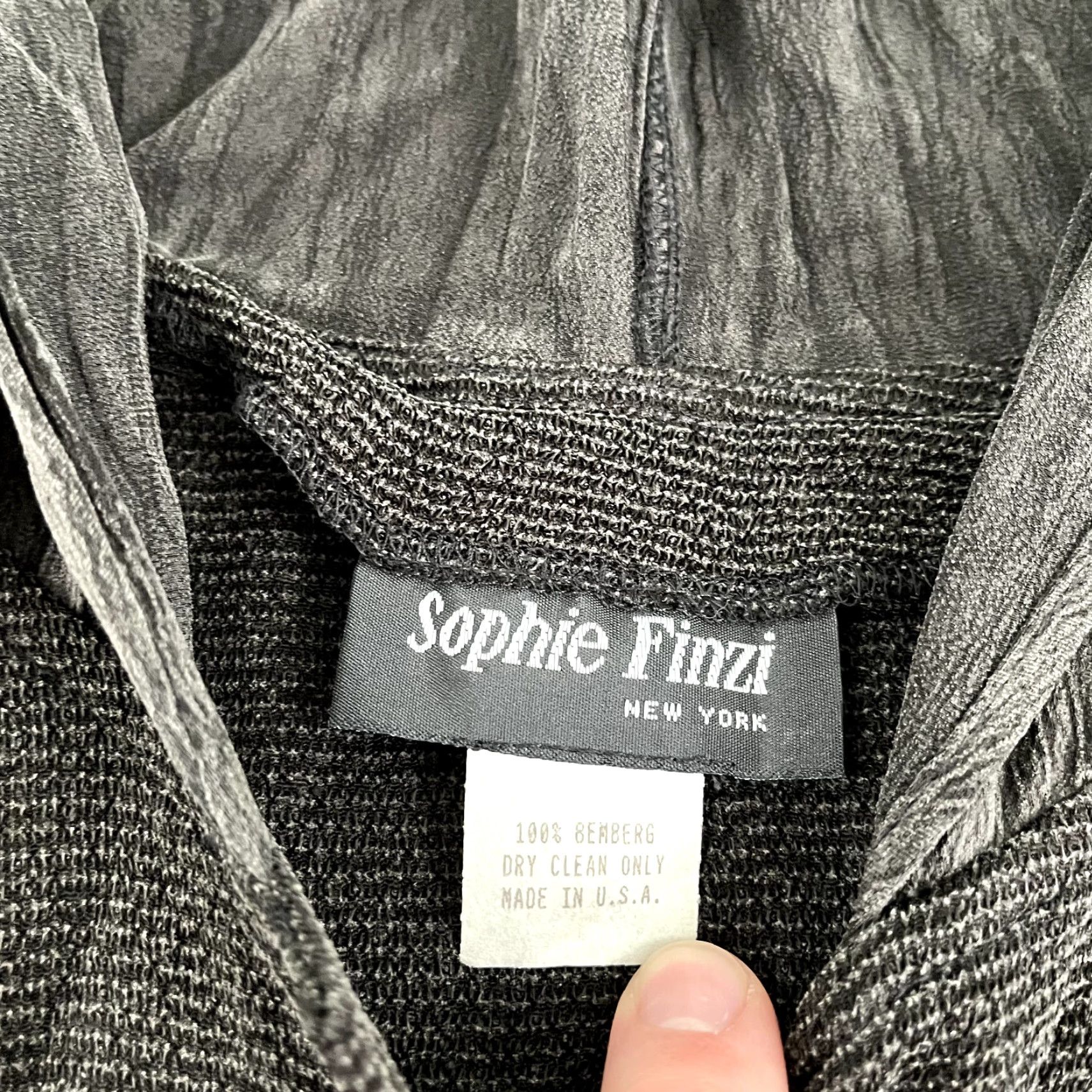Vintage SOPHIE FINZI Top Womens S/M Gray 100% Bemberg Rayon Hooded Sleeveless Jacket USA Vintage No Size M / US 6-8 / IT 42-44 - 5 Thumbnail