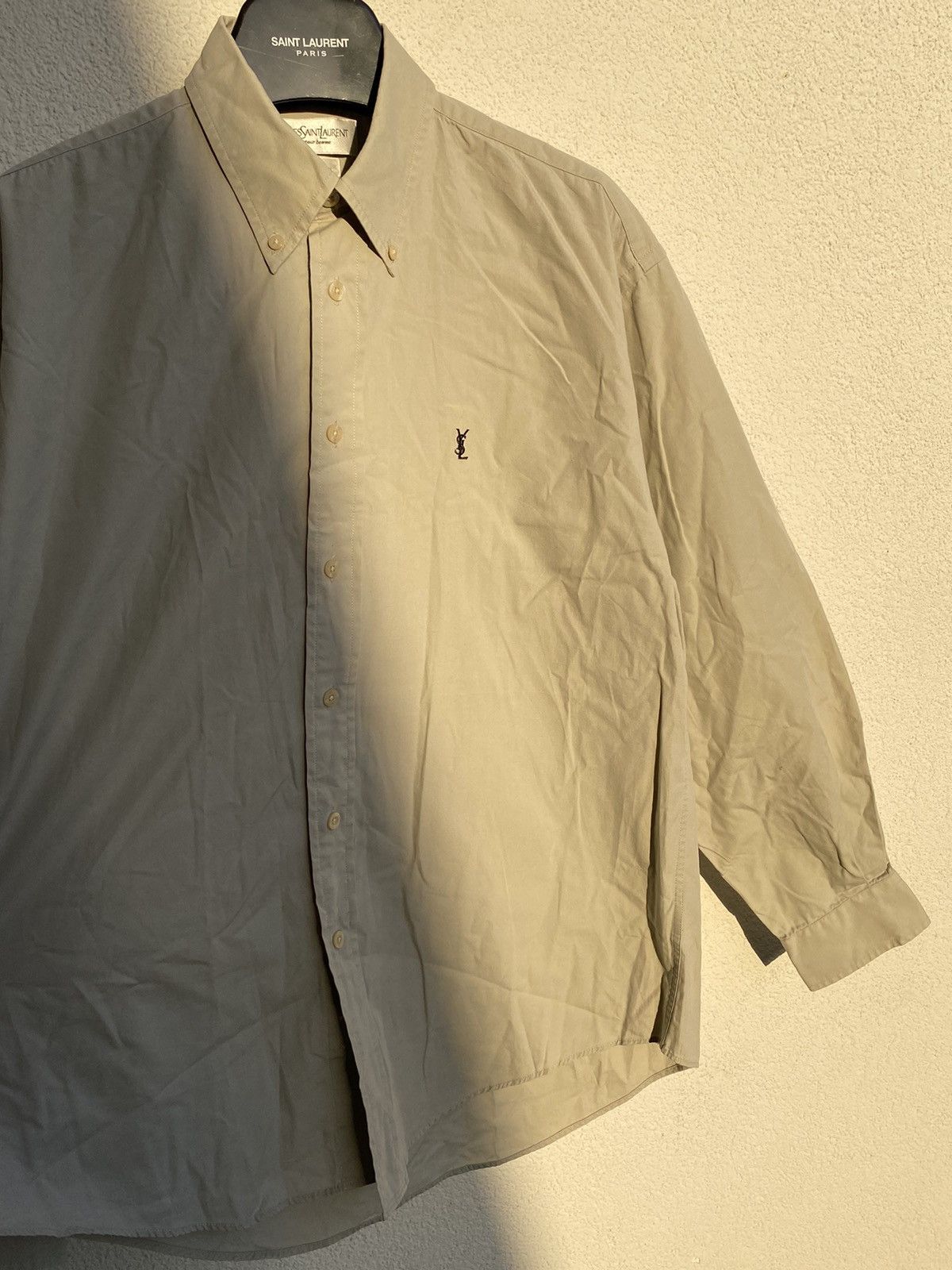 Yves Saint Laurent Cotton YSL Shirt Beige Size US L / EU 52-54 / 3 - 7 Thumbnail