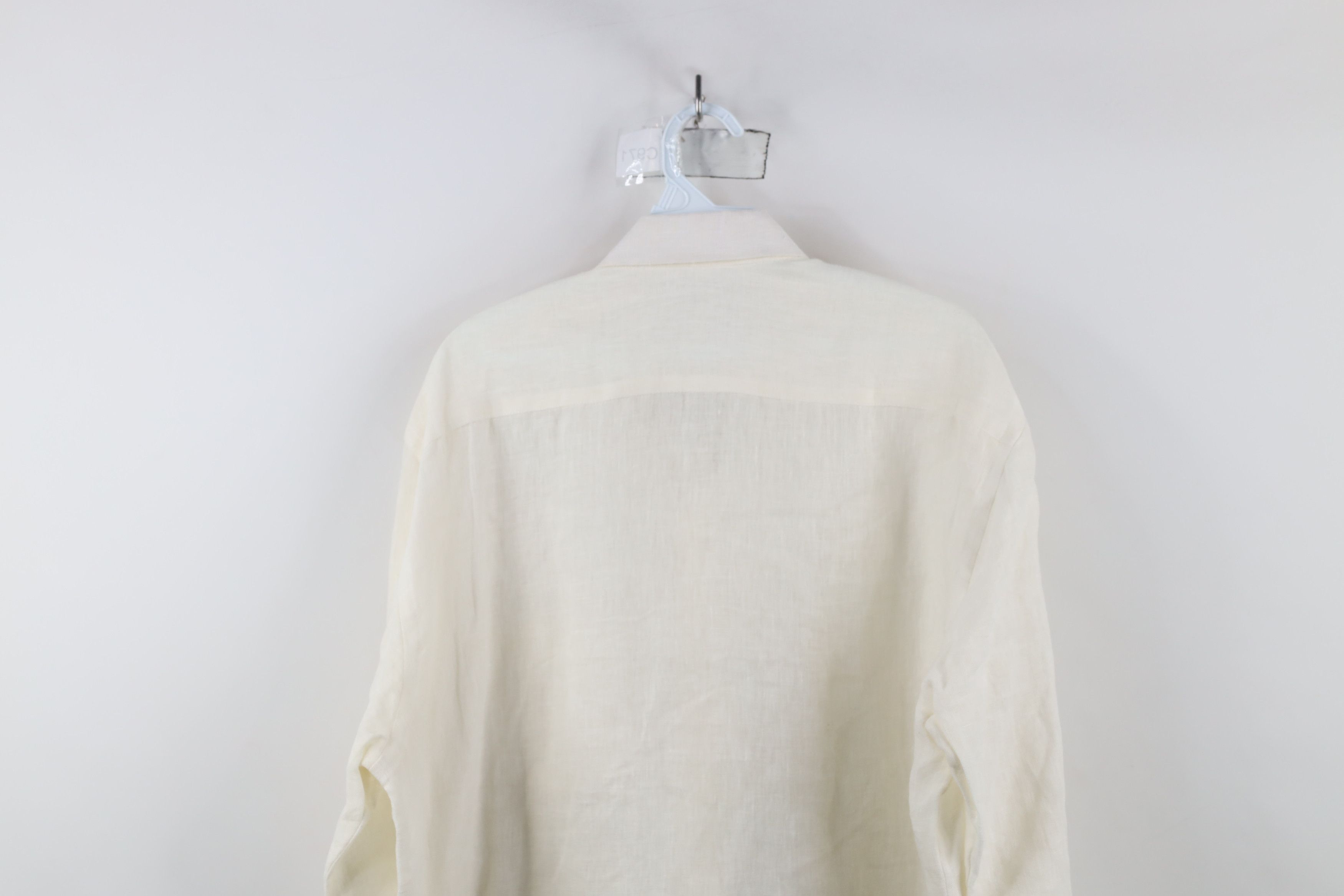 Vintage Vintage 70s Streetwear Linen Collared Button Shirt Cream USA Size US XL / EU 56 / 4 - 12 Thumbnail