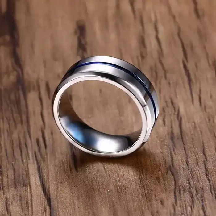 Jewelry 8mm Stainless Steel Thin Rainbow Line Ring Size ONE SIZE - 3 Thumbnail