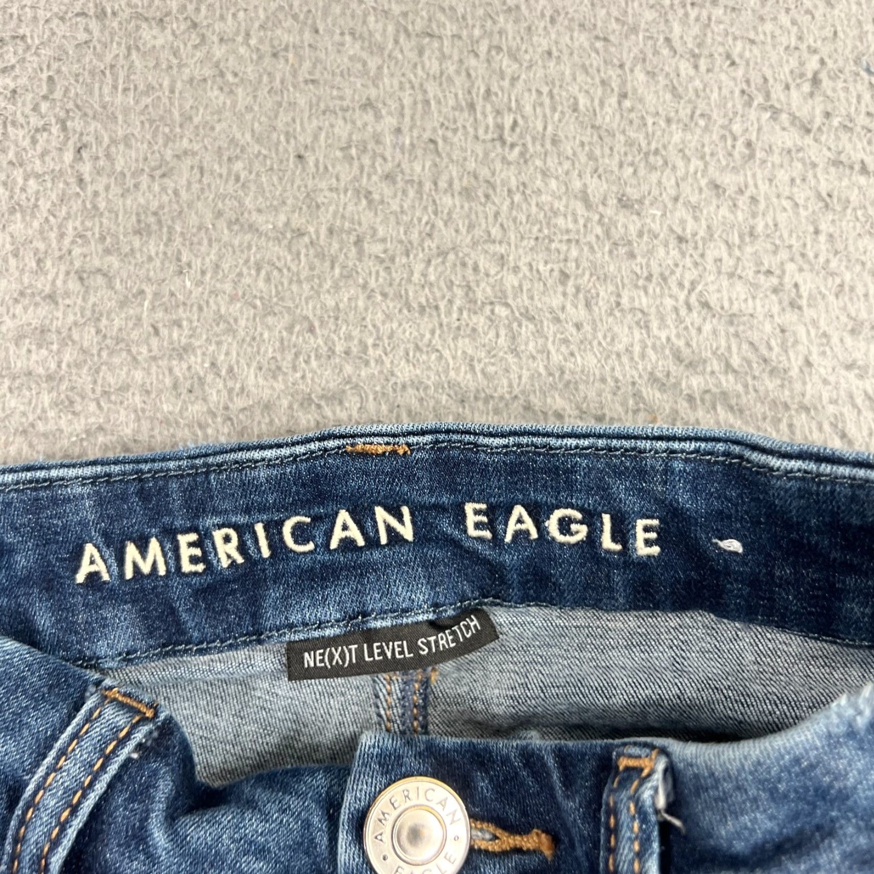 Vintage American Eagle Women's Blue Next Level Stretch Curvy High Rise Shortie Size 0 Size 25" / US 0 / IT 36 - 2 Thumbnail