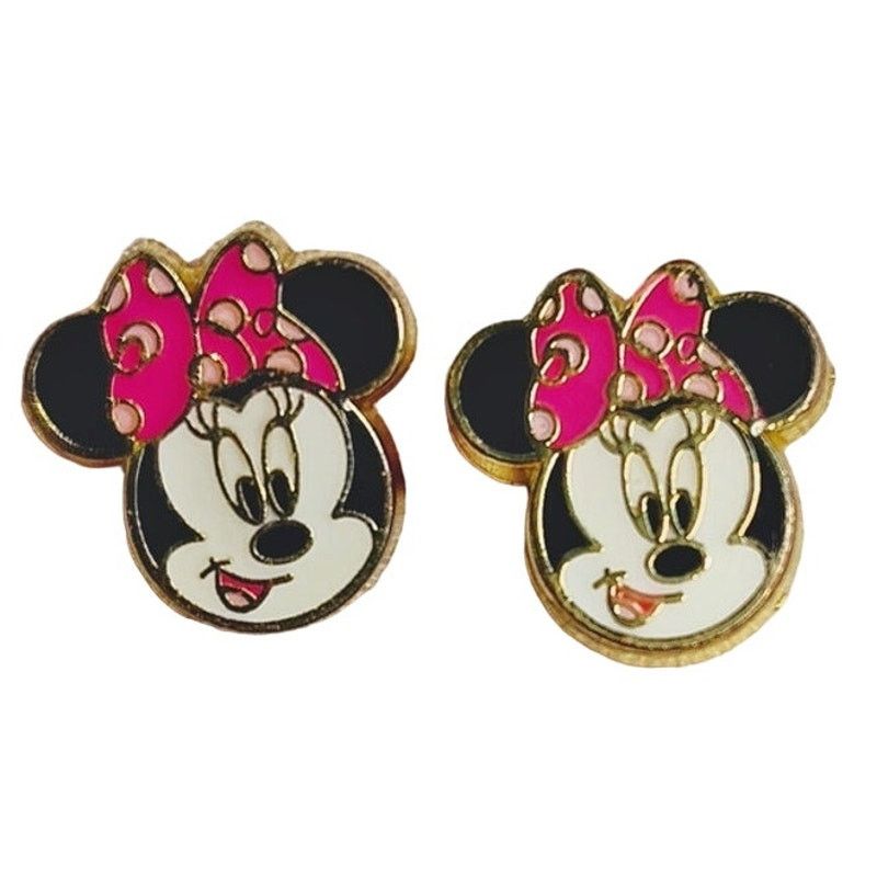 Disney Disney Minnie Mouse Enamel Stud Earrings Pink Bow Gold-Toned Size ONE SIZE - 1 Thumbnail