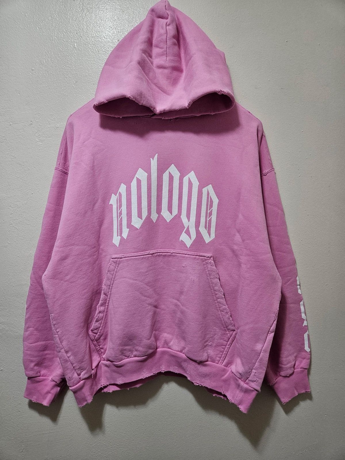 Balenciaga Distressed Pink Nologo Hoodie Size US XS / EU 42 / 0 - 1 Thumbnail