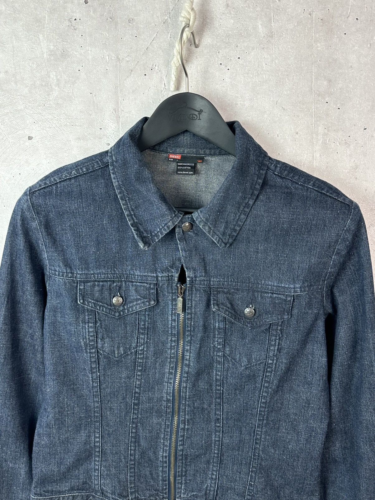 Diesel Vintage Diesel Indigo Thermic Blue Zip Cotton Denim Jacket Size L / US 10 / IT 46 - 2 Thumbnail