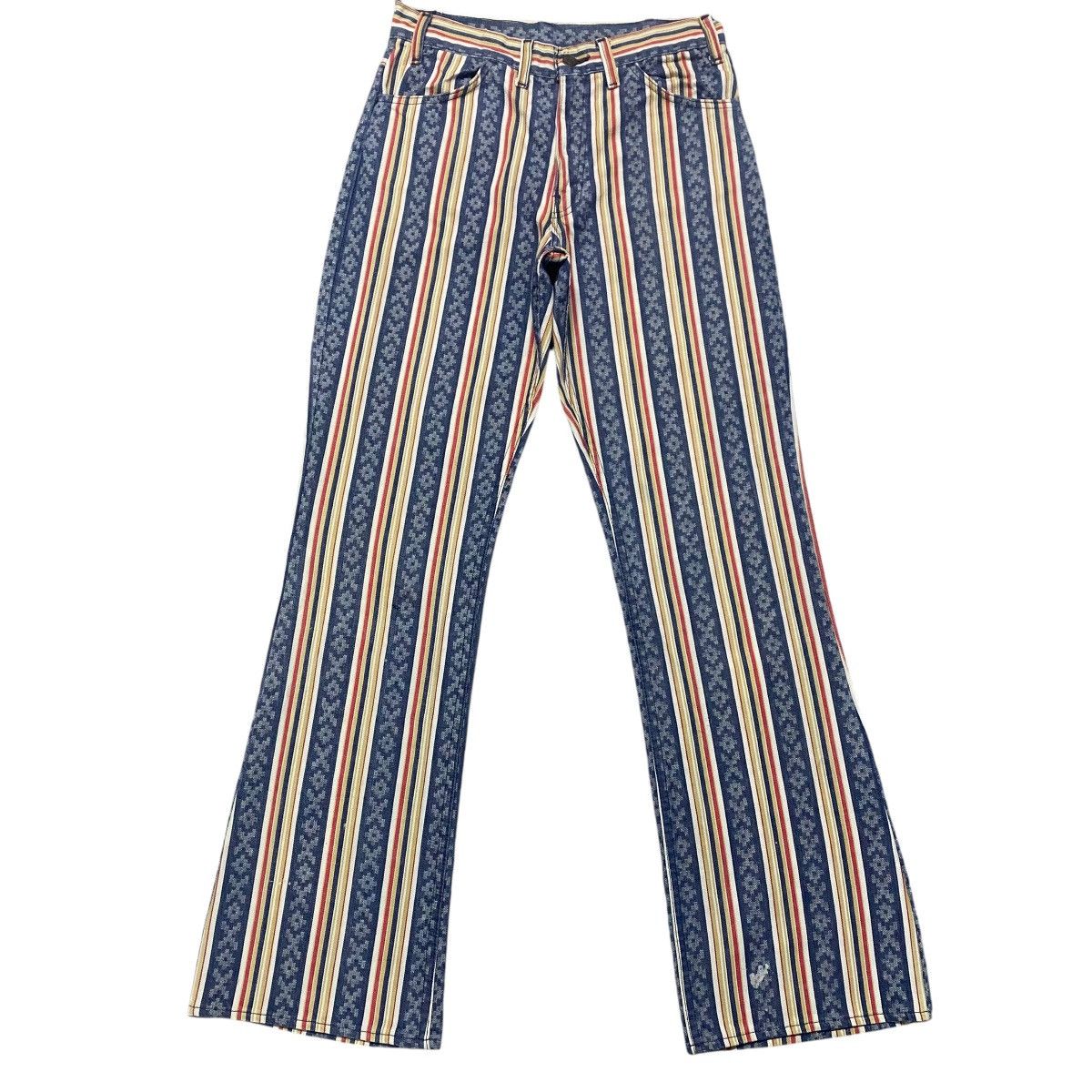 Levi's Vintage 70s Levis Big E Native Stripe Patern Flare Jeans Size US 29 - 2 Thumbnail
