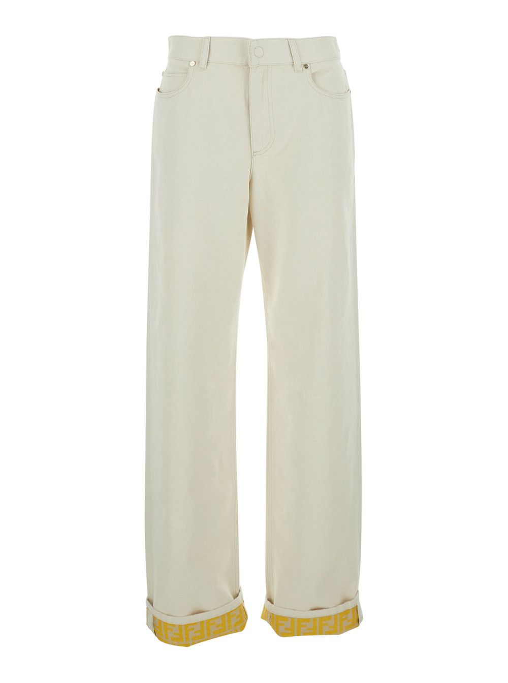 Fendi White Five-pocket design Jeans with Logo Patch on the Back in Denim for Women Size 28" / US 6 / IT 42 - 1 Thumbnail