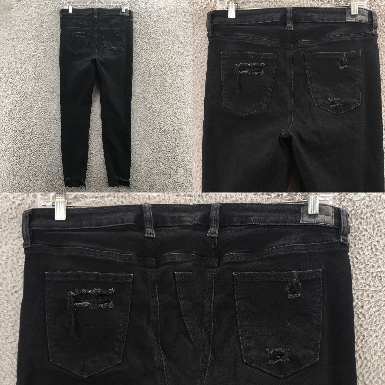American Eagle Outfitters American Eagle Outfitters Jeans Womens 10 Black Distressed Hi-Rise Jegging Shorter - 32x27 Size 32" / US 10 / IT 46 - 9 Thumbnail