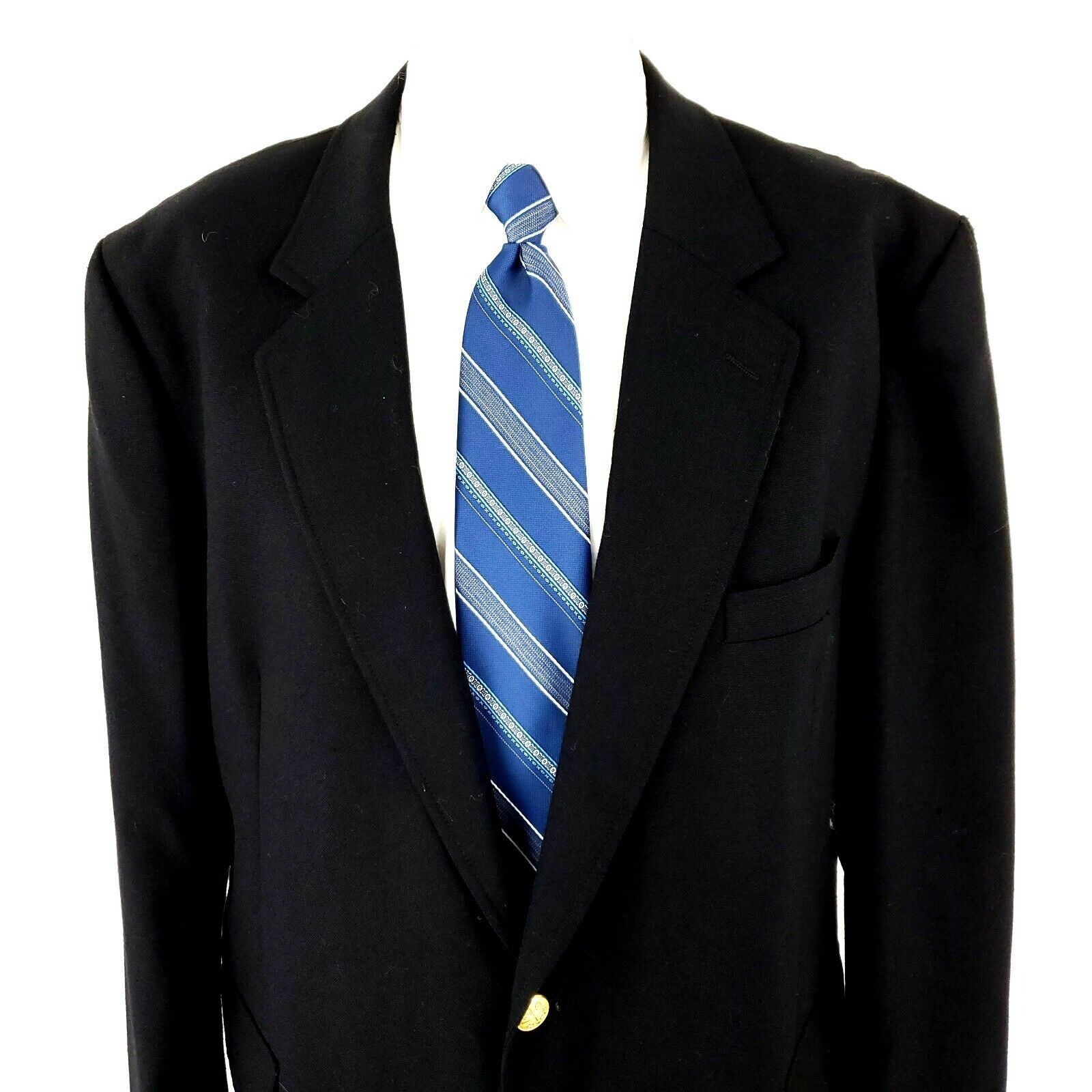 Vintage Alexander Shields Wool 2 Gold Button Blazer 44R Black Size 44R - 1 Thumbnail