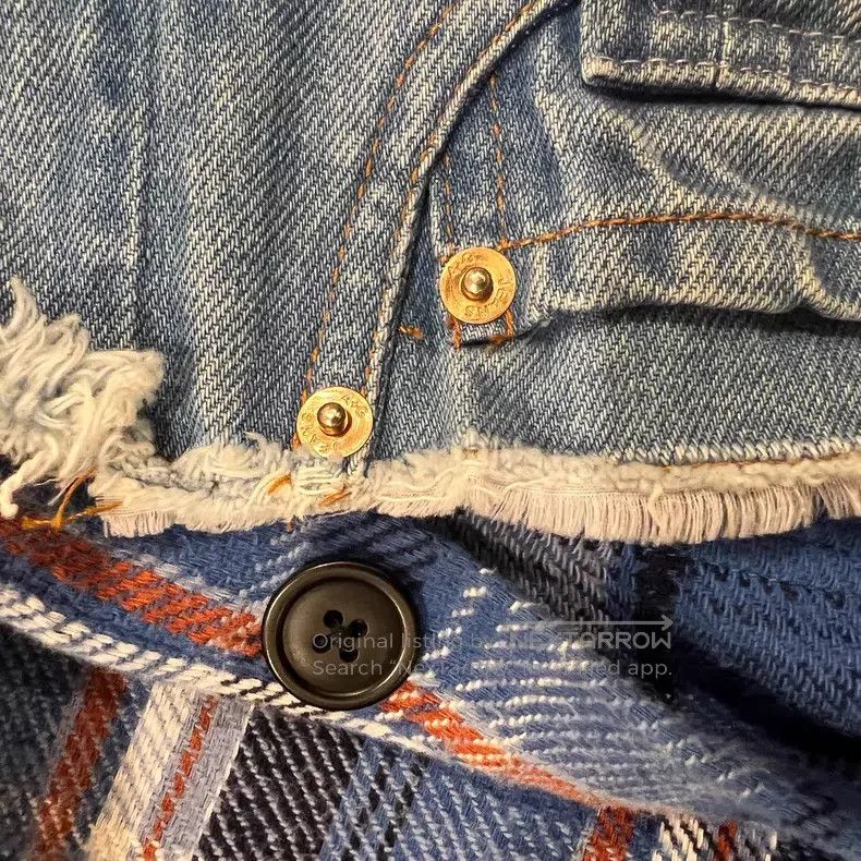 Greg Lauren Greg Lauren Denim Patchwork Plaid Shirt Size US XL / EU 56 / 4 - 6 Thumbnail