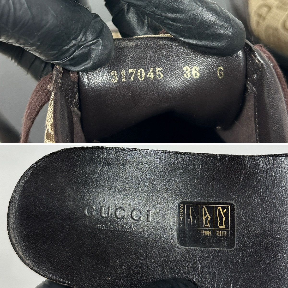 Gucci Gucci GG Monogram Leather/Canvas Lace Up Low Sneakers Size US 6 / IT 36 - 24 Thumbnail