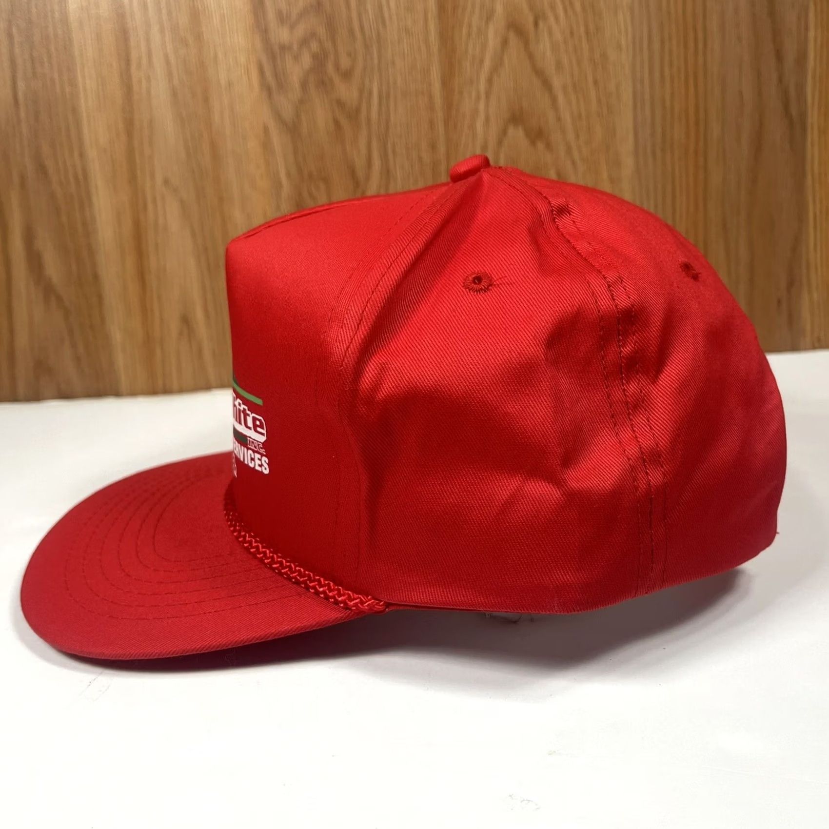 Roper VINTAGE Leighton A White Contracting Services Red Snapback Rope Trucker Hat Cap Men Size ONE SIZE - 4 Thumbnail