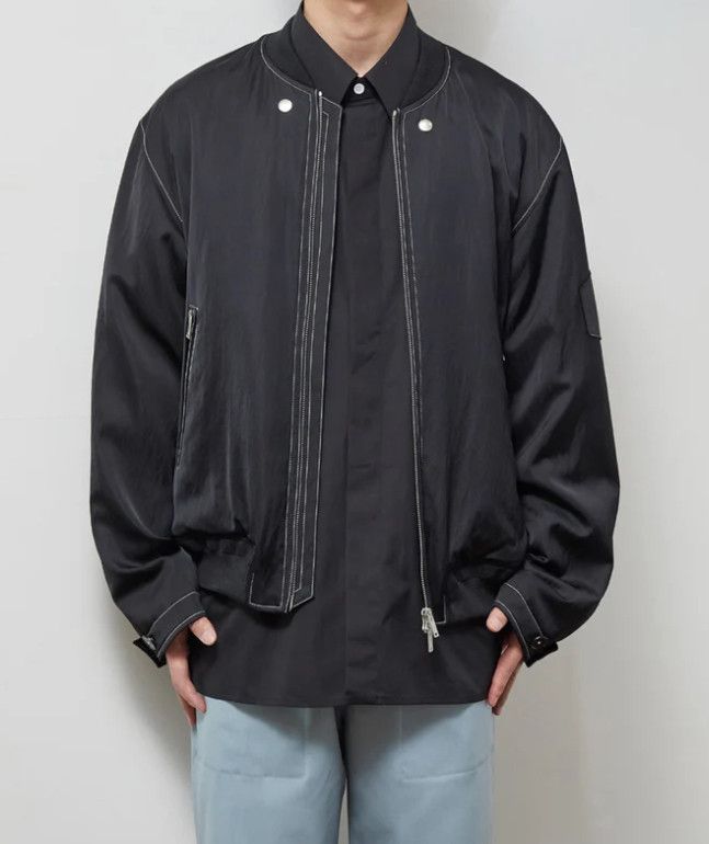 Jil Sander JIL SANDER BLACK Satin Patch Bomber jacket MA-1 Size US XL / EU 56 / 4 - 5 Thumbnail