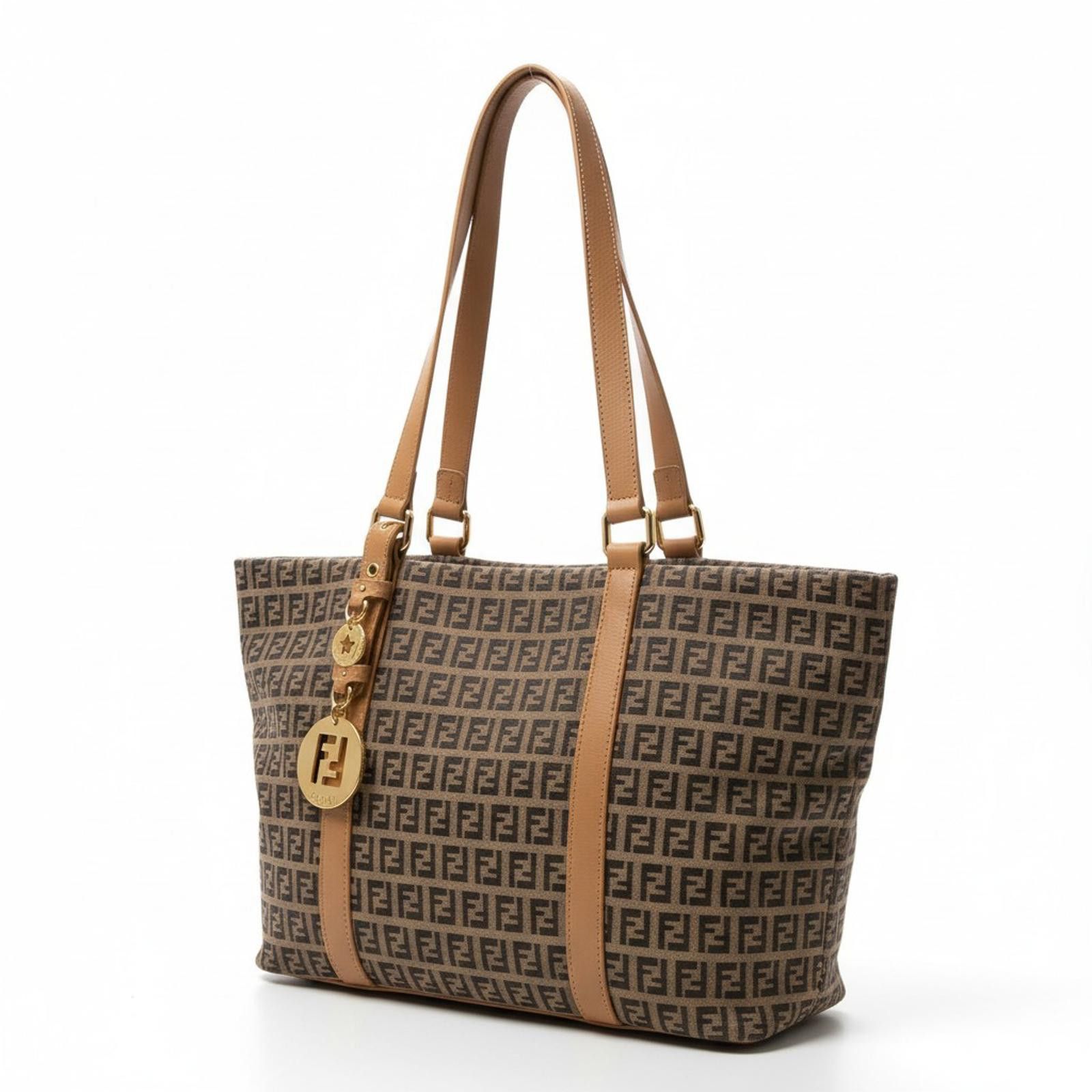 Fendi Fendi - Monogram Canvas Tote Bag with Leather Straps Size ONE SIZE - 1 Thumbnail