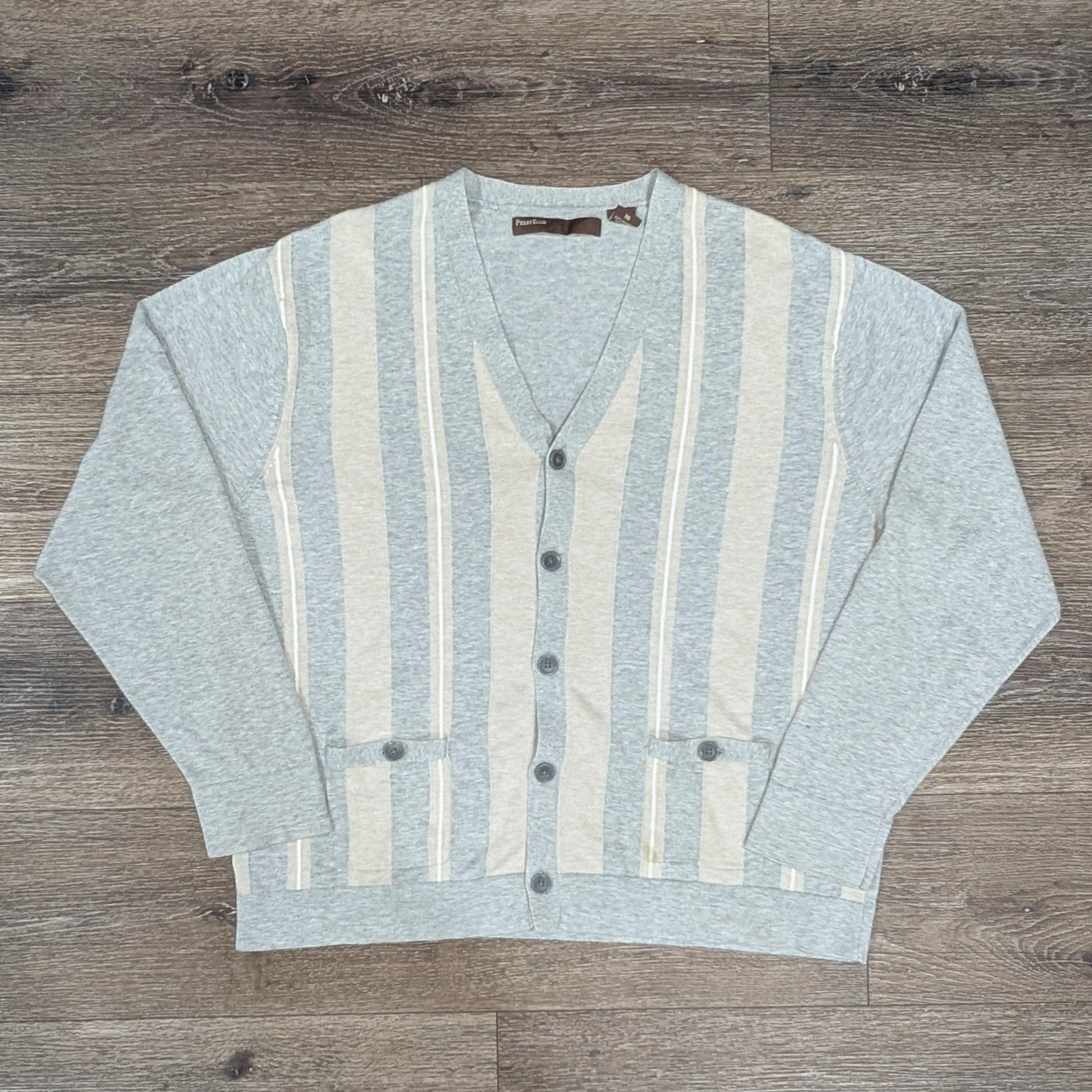 Perry Ellis Perry Ellis striped cardigan sweater - SIZE XL Size US XL / EU 56 / 4 - 1 Thumbnail