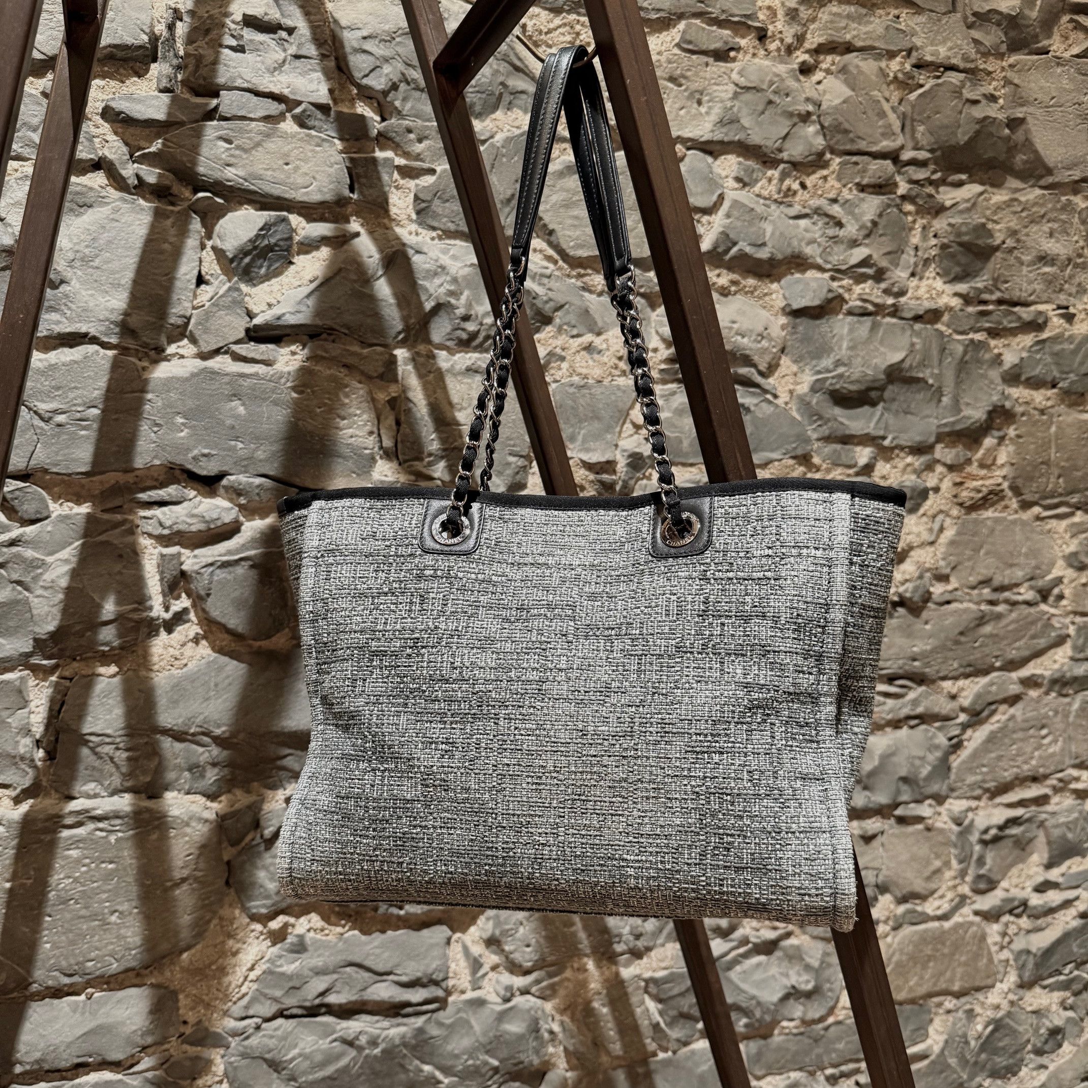 Chanel Chanel 2018 Black Grey Tweed Small Deauville Tote Bag Size ONE SIZE - 10 Thumbnail
