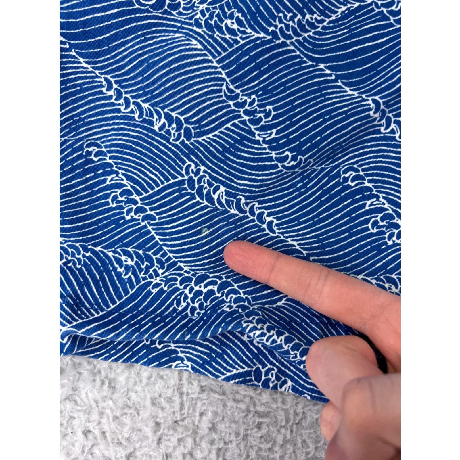Lands' End Lands' End Shorts Womens 6 Blue Wave Ocean Pattern Pull On Elastic Waist Cotton Short Size 28" / US 6 / IT 42 - 3 Thumbnail