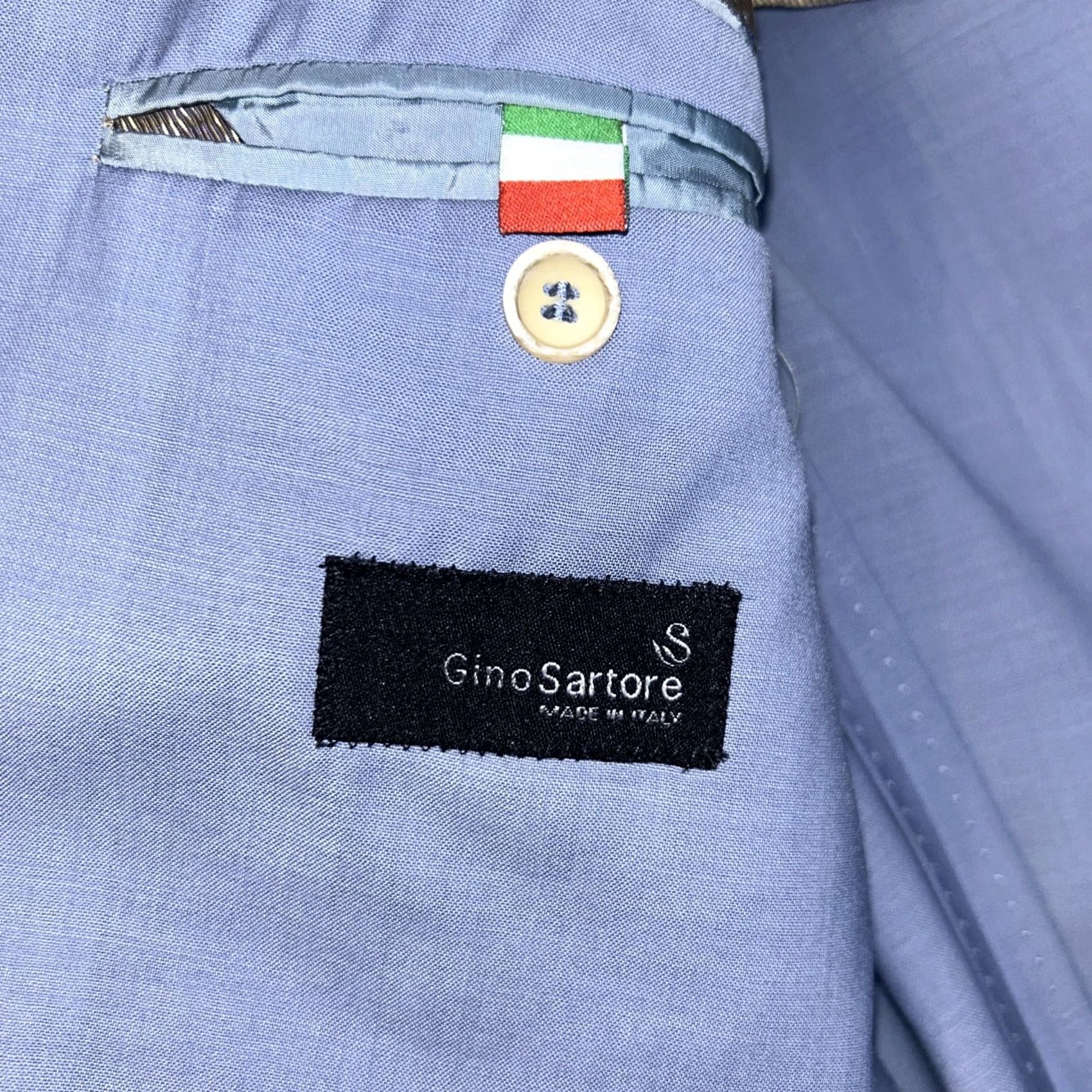 Vintage GINO SARTORE Blazer Jacket Wool Solid Sky Blue Single-Breasted Button-Down Wool Lining Regular Men EUC 52 Size 52 Gray Vintage No Size 52R - 7 Thumbnail