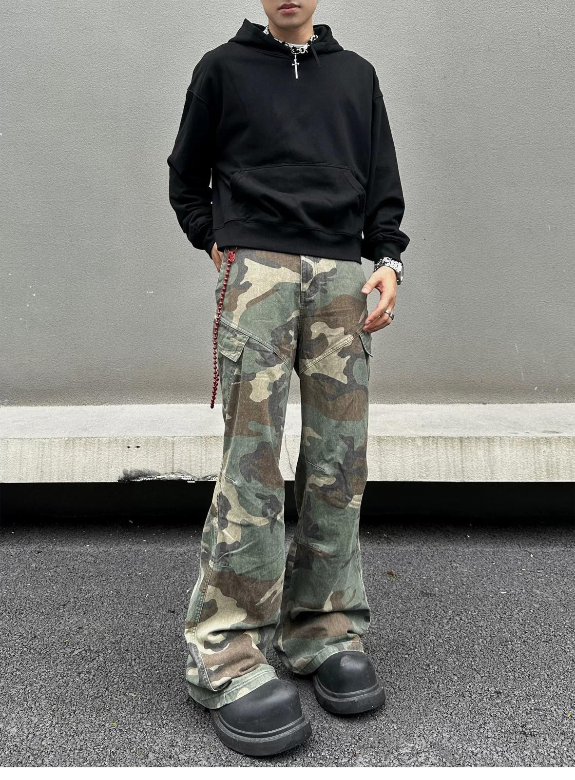 Other Camouflage Cargo Stacked Pants, Flared Trousers Size US 32 / EU 48 - 6 Thumbnail