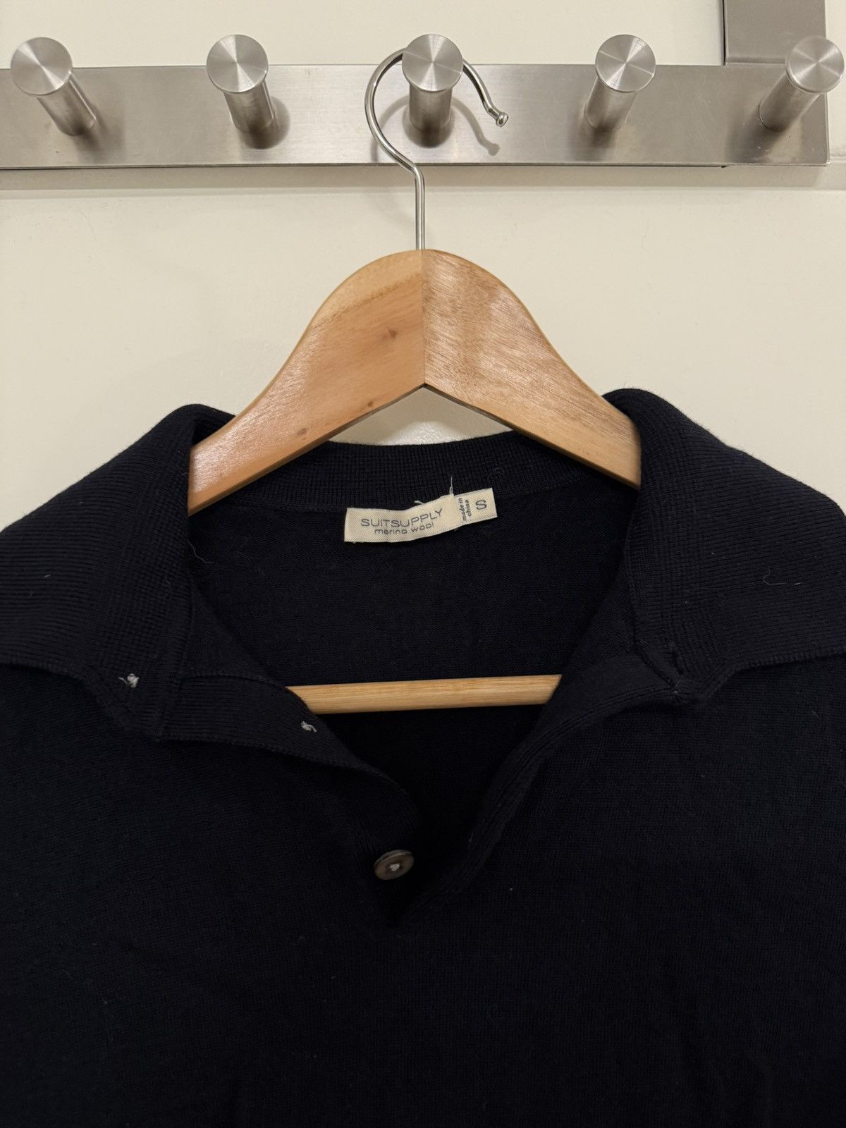 Suitsupply SuitSupply Navy Merino Long Sleeve Polo Size US XS / EU 42 / 0 - 2 Thumbnail
