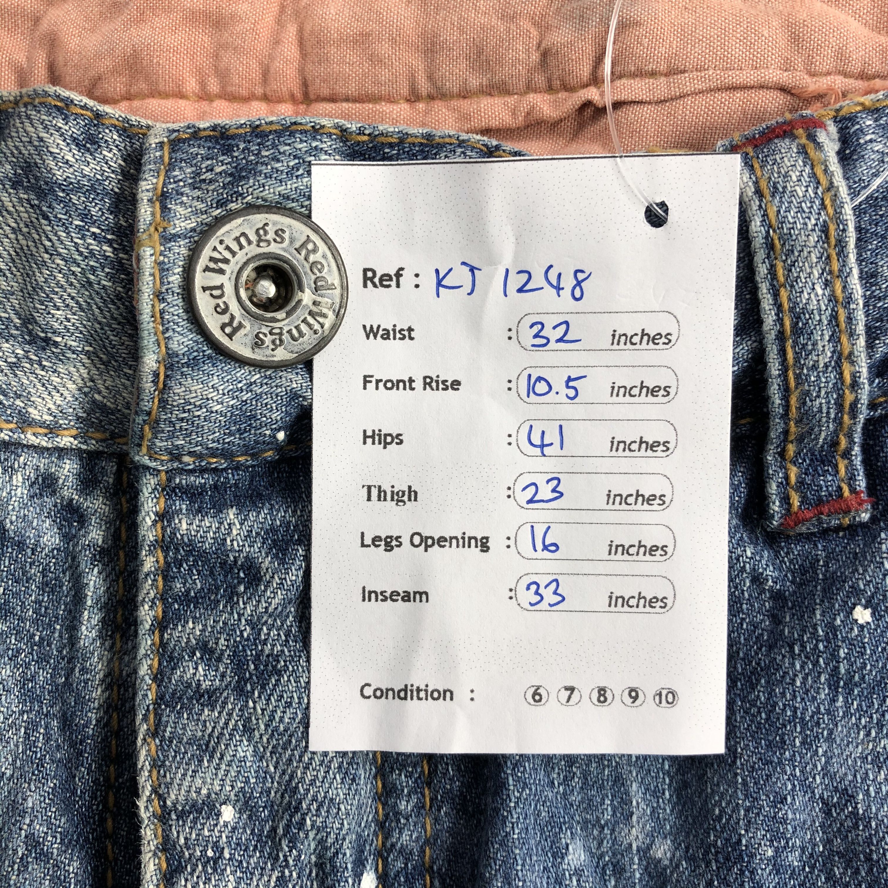 Japanese Brand Red Wing Jeans Faded Blue Denim KJ1248 Size US 32 / EU 48 - 14 Thumbnail