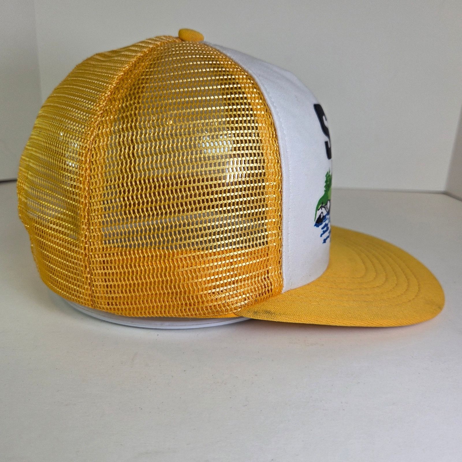 Other Vintage Stren Fishing Trucker Hat USA Yellow White S-M Size ONE SIZE - 4 Thumbnail