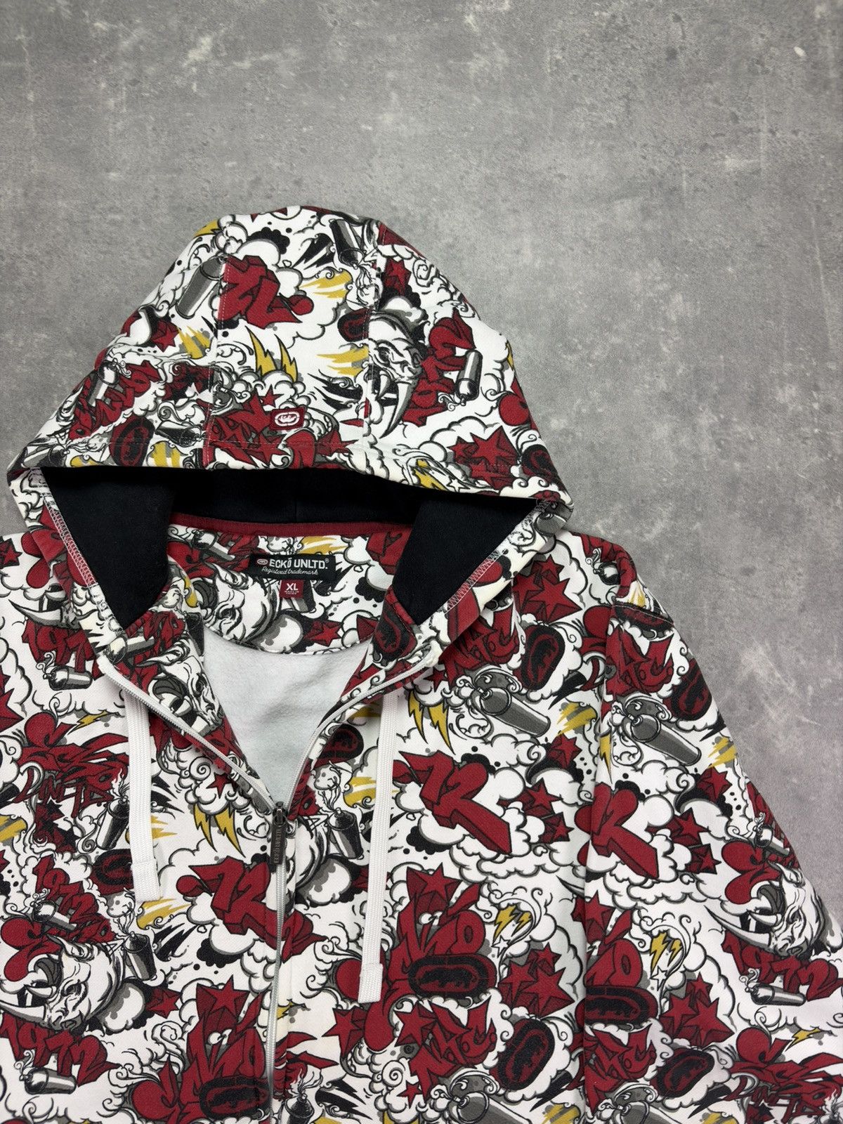 Ecko Unltd. 00s Ecko Unlimited AOP Multilogo Printed Baggy Zip Hoodie XL Size US XL / EU 56 / 4 - 4 Thumbnail