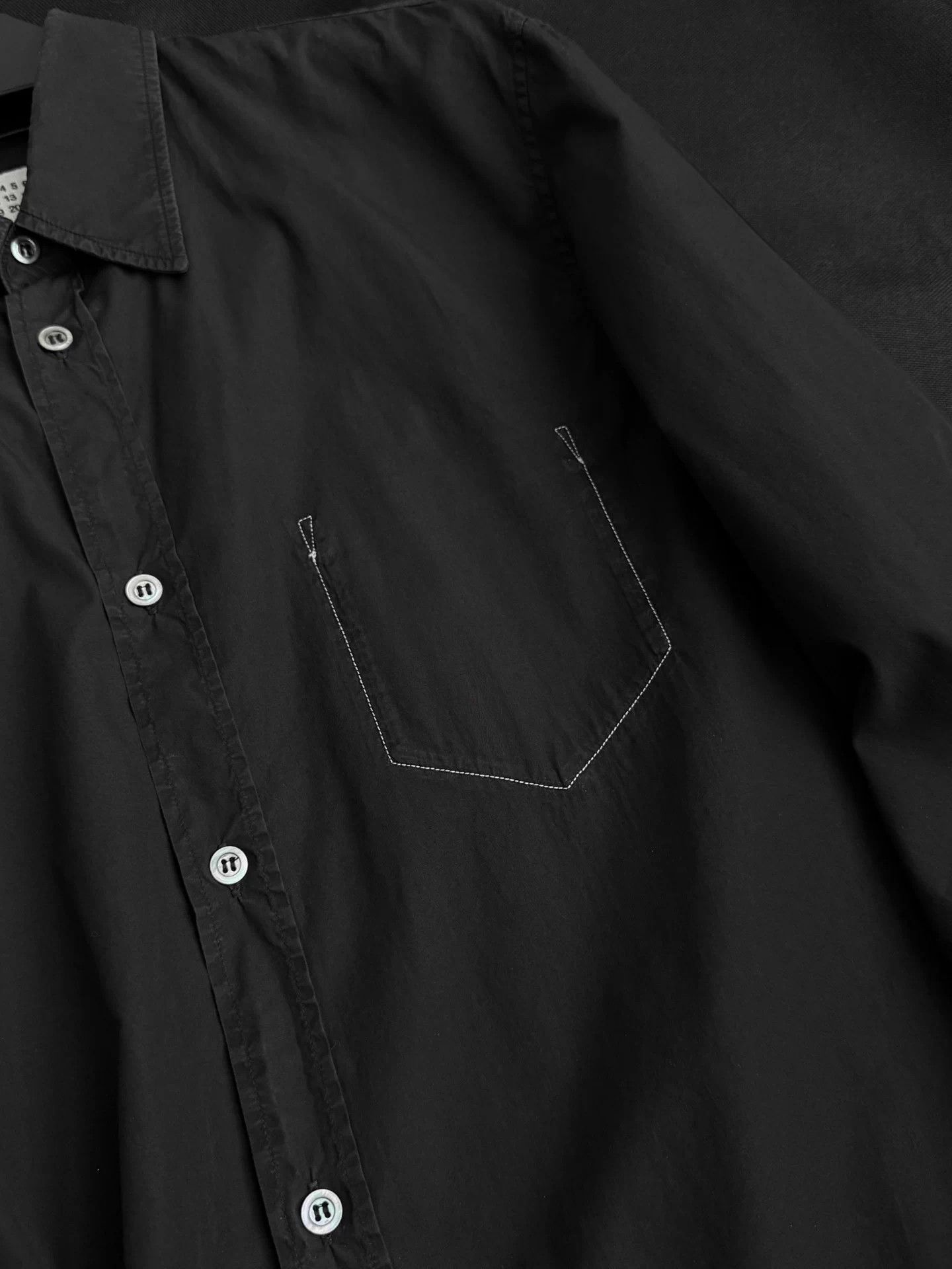 Maison Margiela Maison Margiela S/S21 Topstitch Pocket Shirt Black 40 Size US XXS / EU 40 - 8 Thumbnail