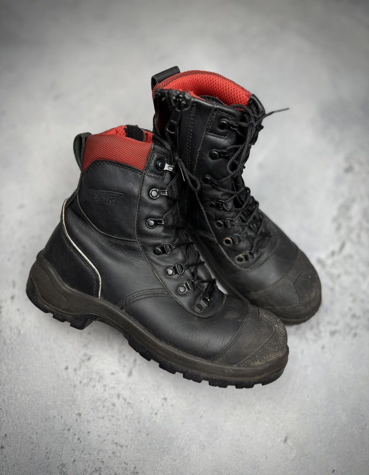 Red Wing Red Wing Black Leather Work Boots With Red Mesh Collar Rare Size US 11 / EU 44 - 3 Thumbnail