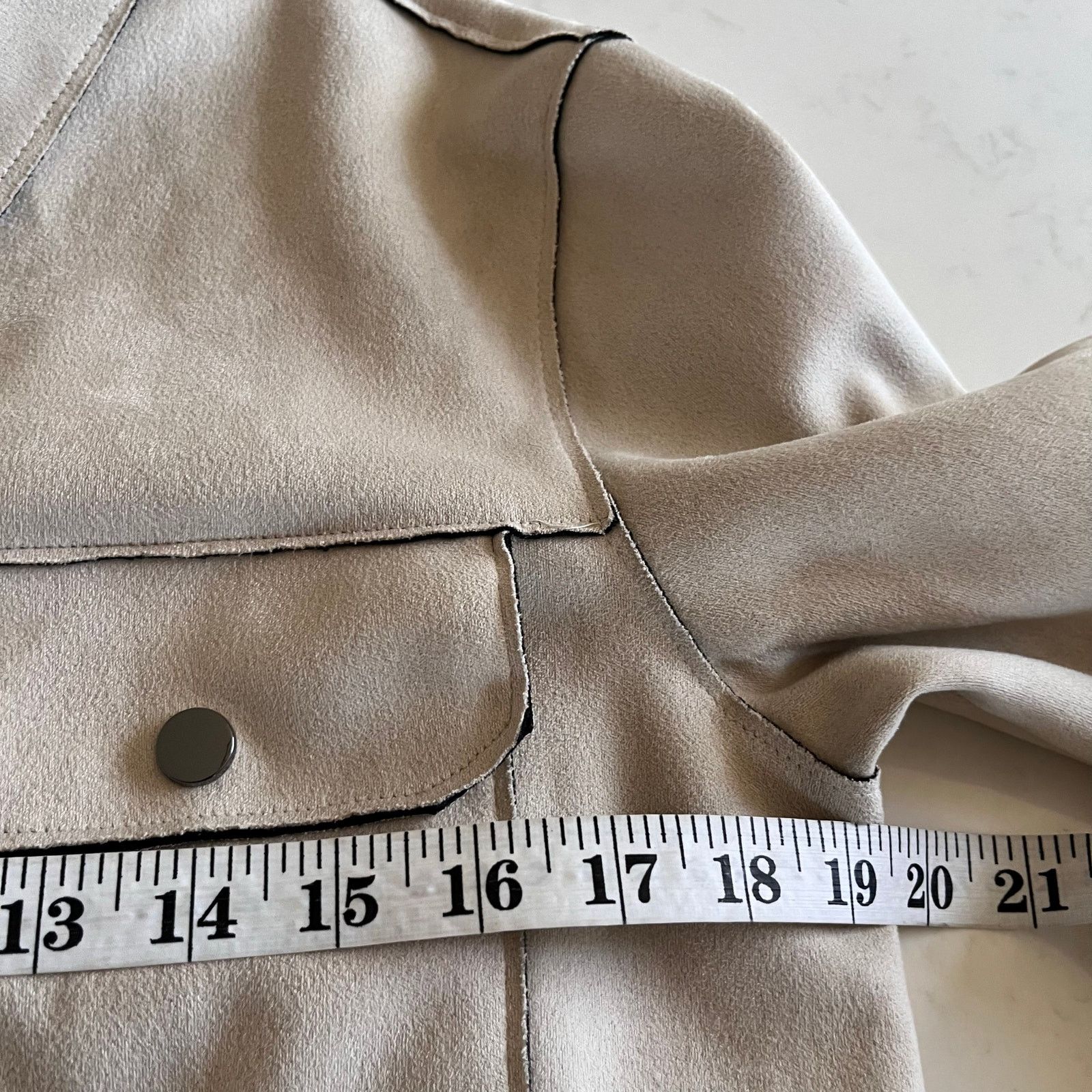 Zara Zara Beige Faux Suede Button Front Jacket Size Small Size S / US 4 / IT 40 - 5 Thumbnail