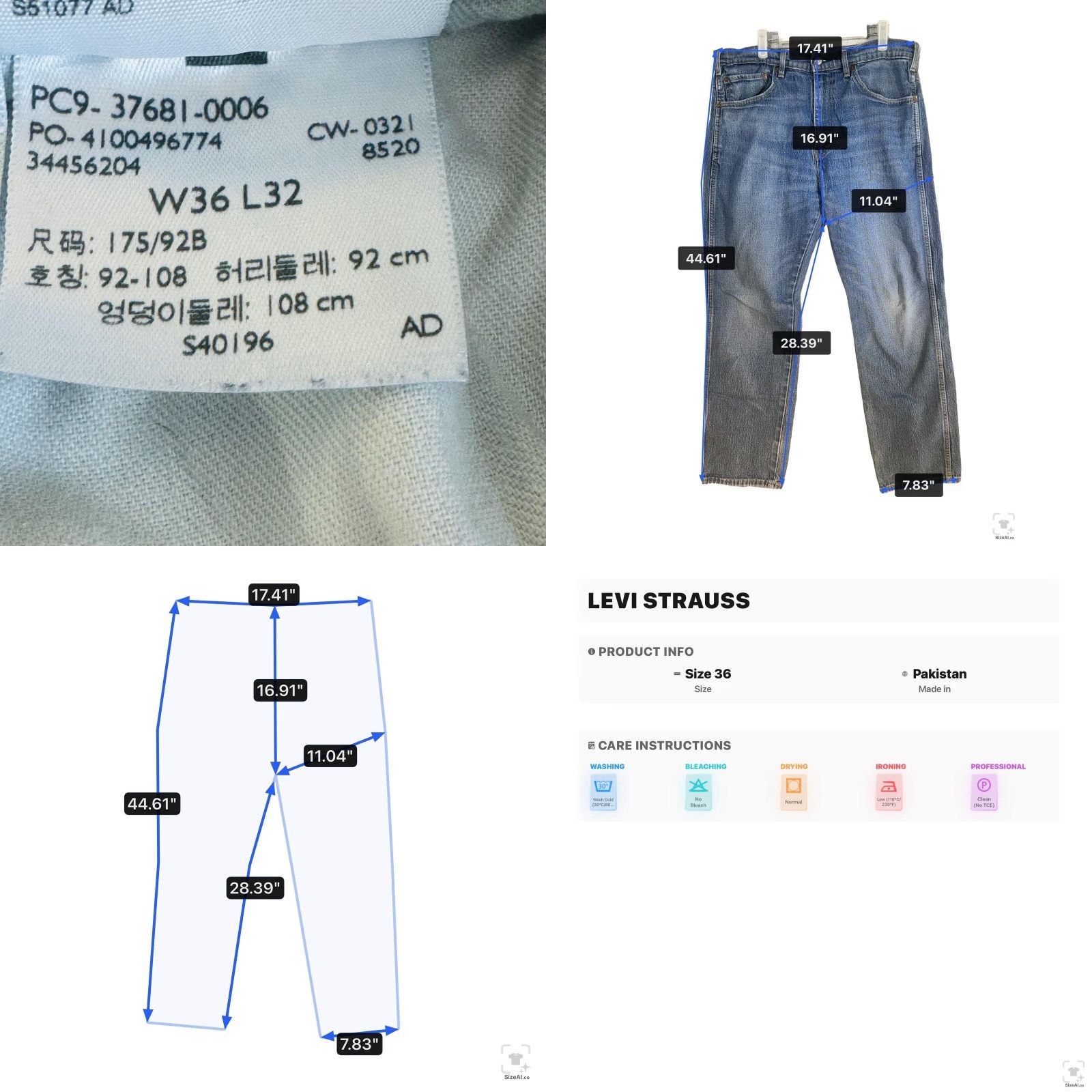 Levi's Levi's Western Fit Jeans Mens 36x32 Blue Light Wash Straight Denim Zip Fly Regular Size US 36 / EU 52 - 9 Thumbnail