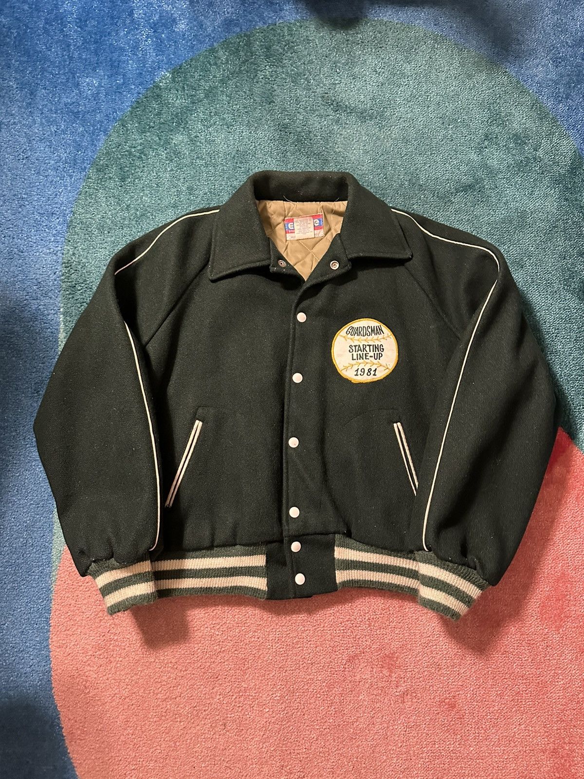image of Softball Varsity Jacket in Green, Men's (Size Large)