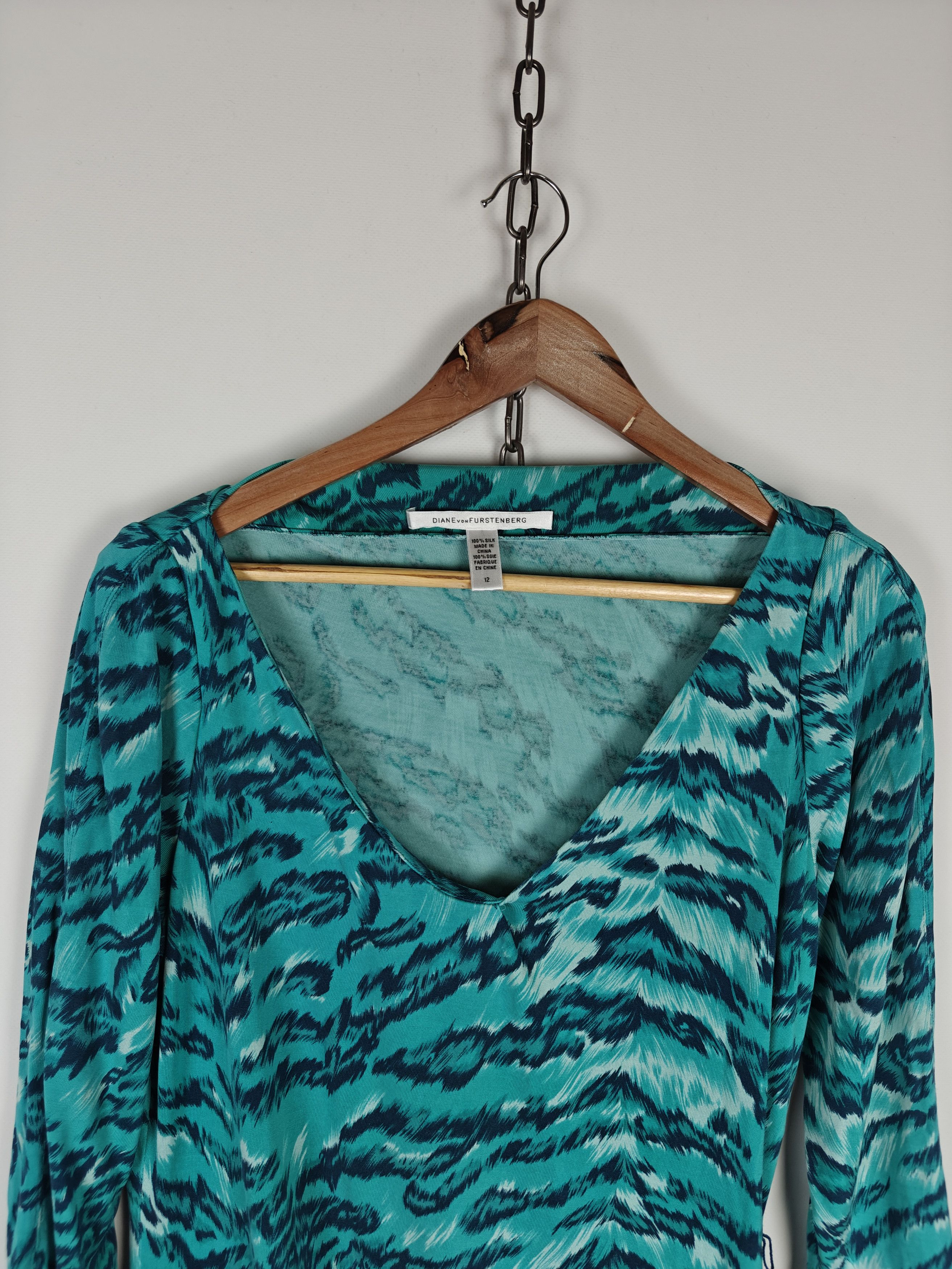 Diane von Furstenberg Diane von Furstenberg Wrap Dress Blue Abstract Print 3/4 Size XL / US 12-14 / IT 48-50 - 4 Thumbnail