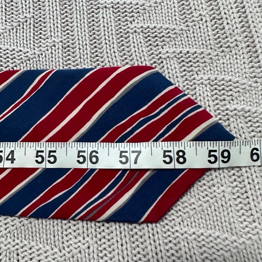 Oleg Cassini Vintage Oleg Cassini red and blue striped Italian silk tie Size ONE SIZE - 4 Thumbnail