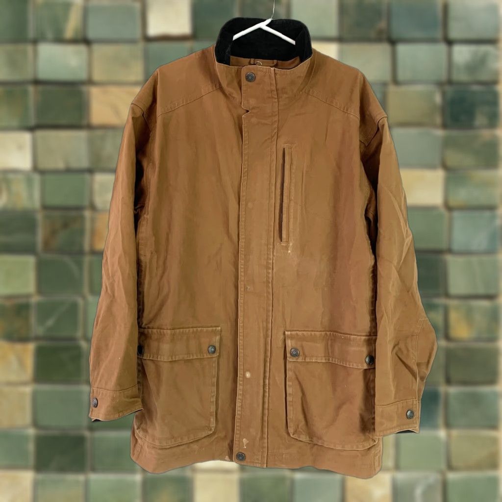 Vintage VINTAGE L.L. Bean Jacket Mens XL Brown Canvas Cotton Mid-Length Full Zip 54in Chest Workwear Casual Winters Size US XL / EU 56 / 4 - 1 Thumbnail