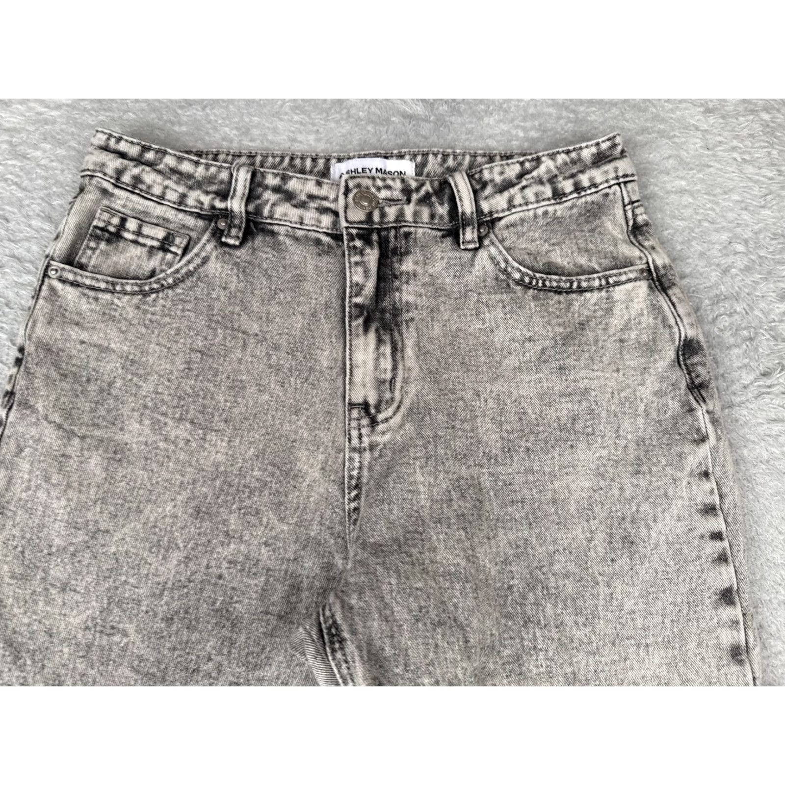 Vintage ASHLEY MASON Jeans Womens 3/26 Gray Straight High Rise Acid Wash Bows Juniorr Size 26" / US 2 / IT 38 - 4 Thumbnail