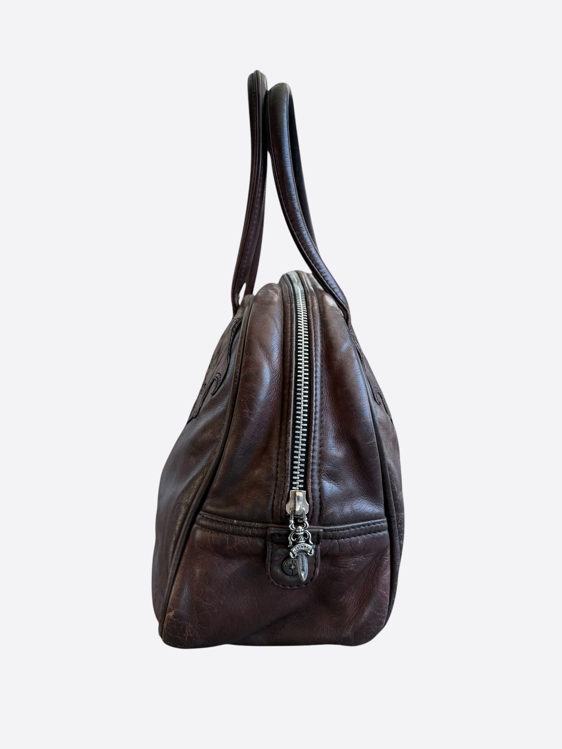 Chrome Hearts Chrome Hearts Burgundy Leather Fleur Patch Bowling Bag Size ONE SIZE - 2 Thumbnail