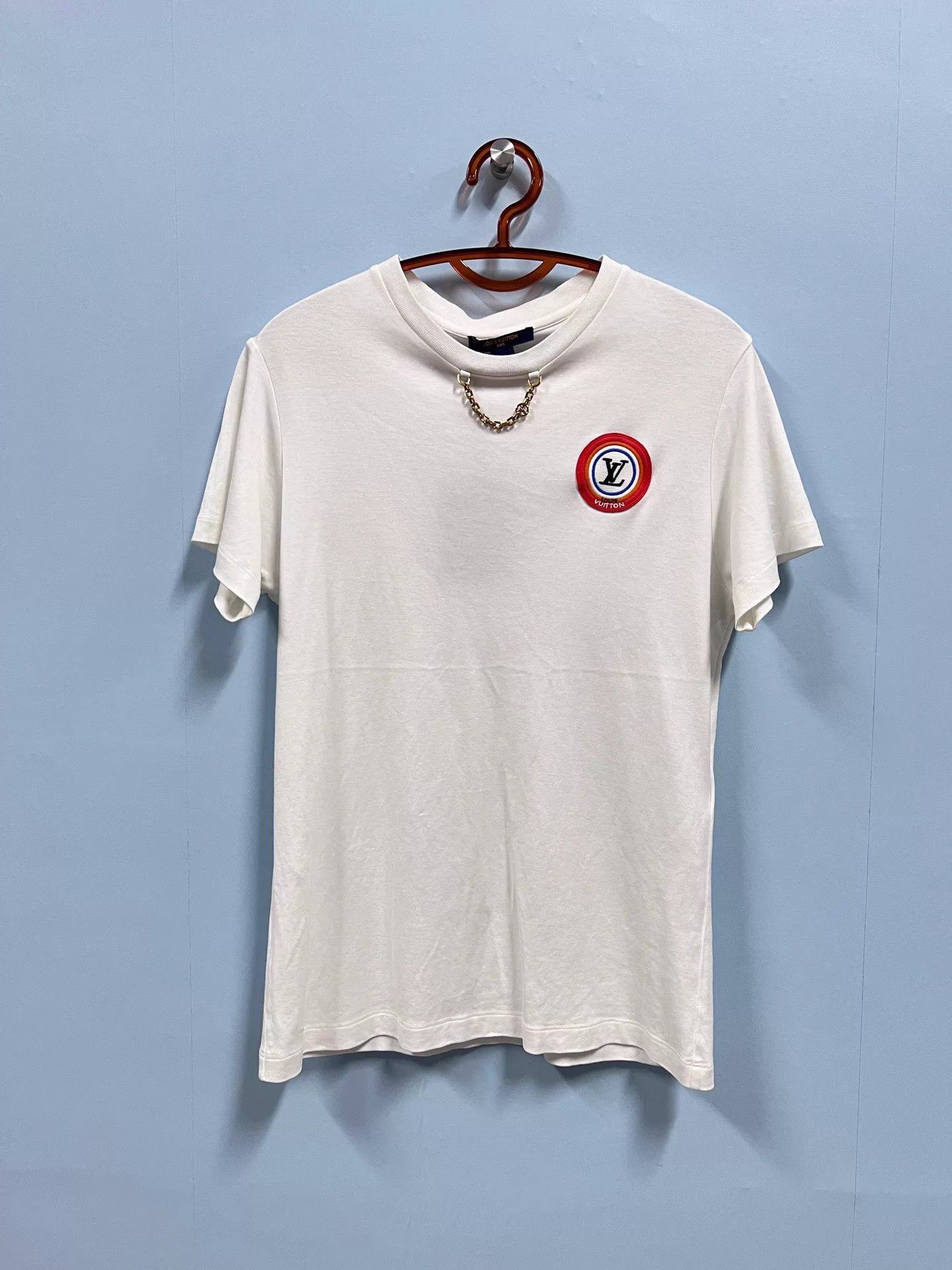 Louis Vuitton LV white logo embroidery chain short sleeve M Size M / US 6-8 / IT 42-44 - 2 Thumbnail