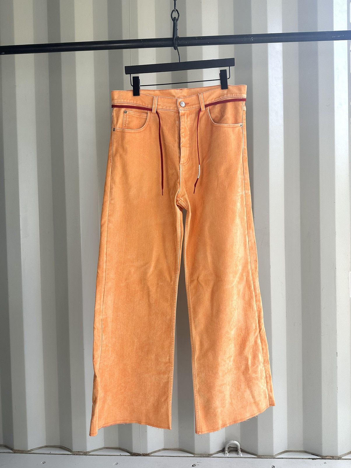 Pre-owned Marni Moleskin Orange Wide Leg Pants