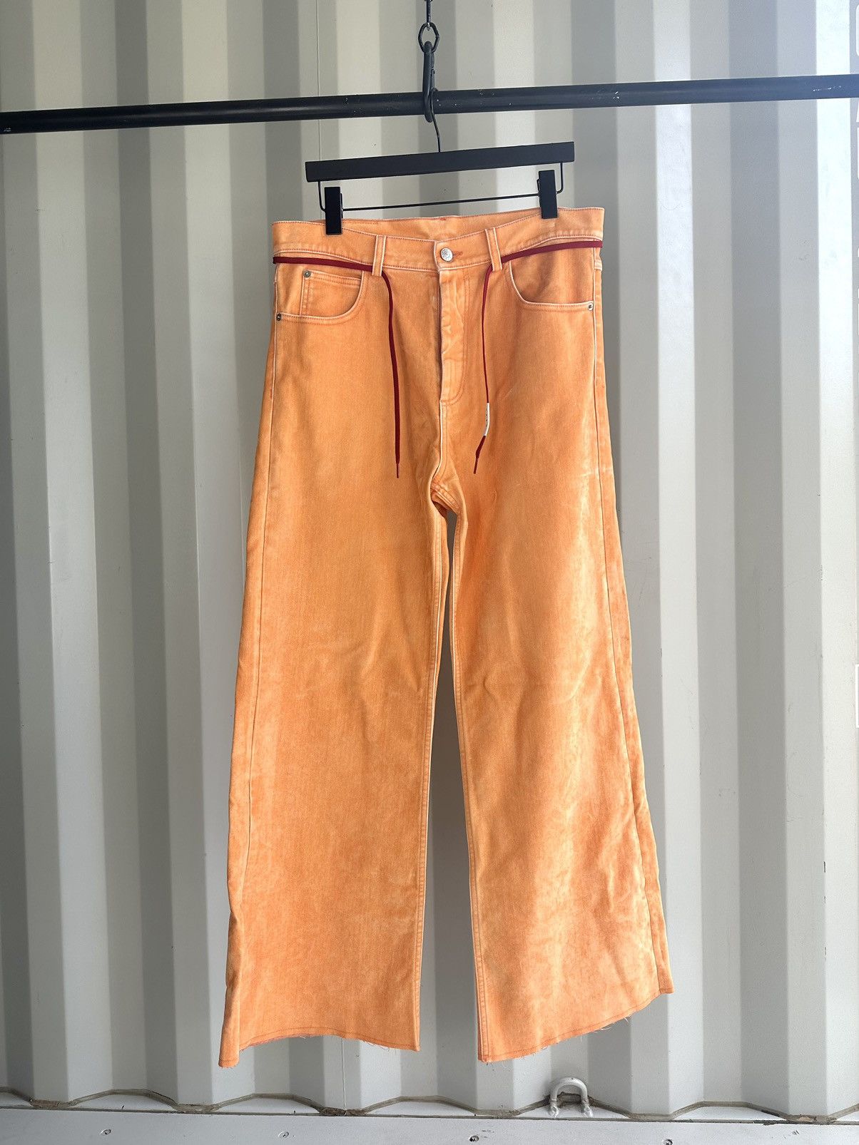 image of Marni Moleskin Orange Wide Leg Pants, Men's (Size 33)