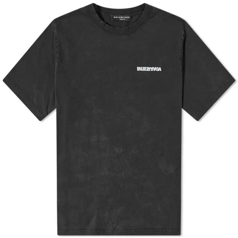 o1in1g0724 Turn Slit T-Shirt in Black