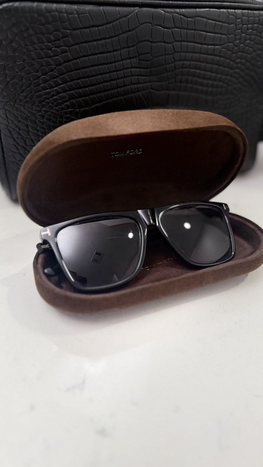 Tom Ford Fletcher Black Square Sunglasses with Case