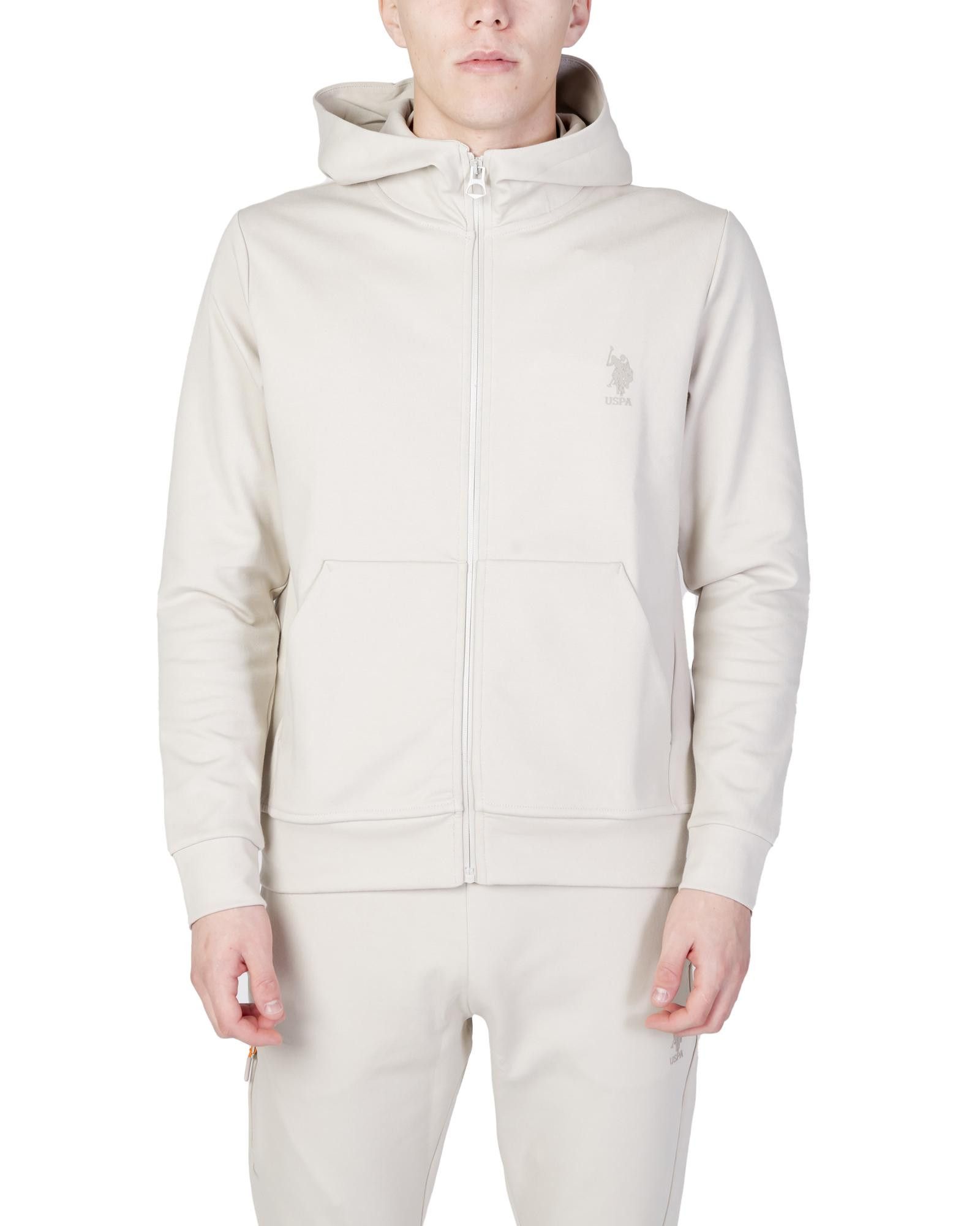 image of U S Polo Assn Zip-Up Turtleneck Sweatshirt With Long Sleeves in Beige, Men's (Size Large)